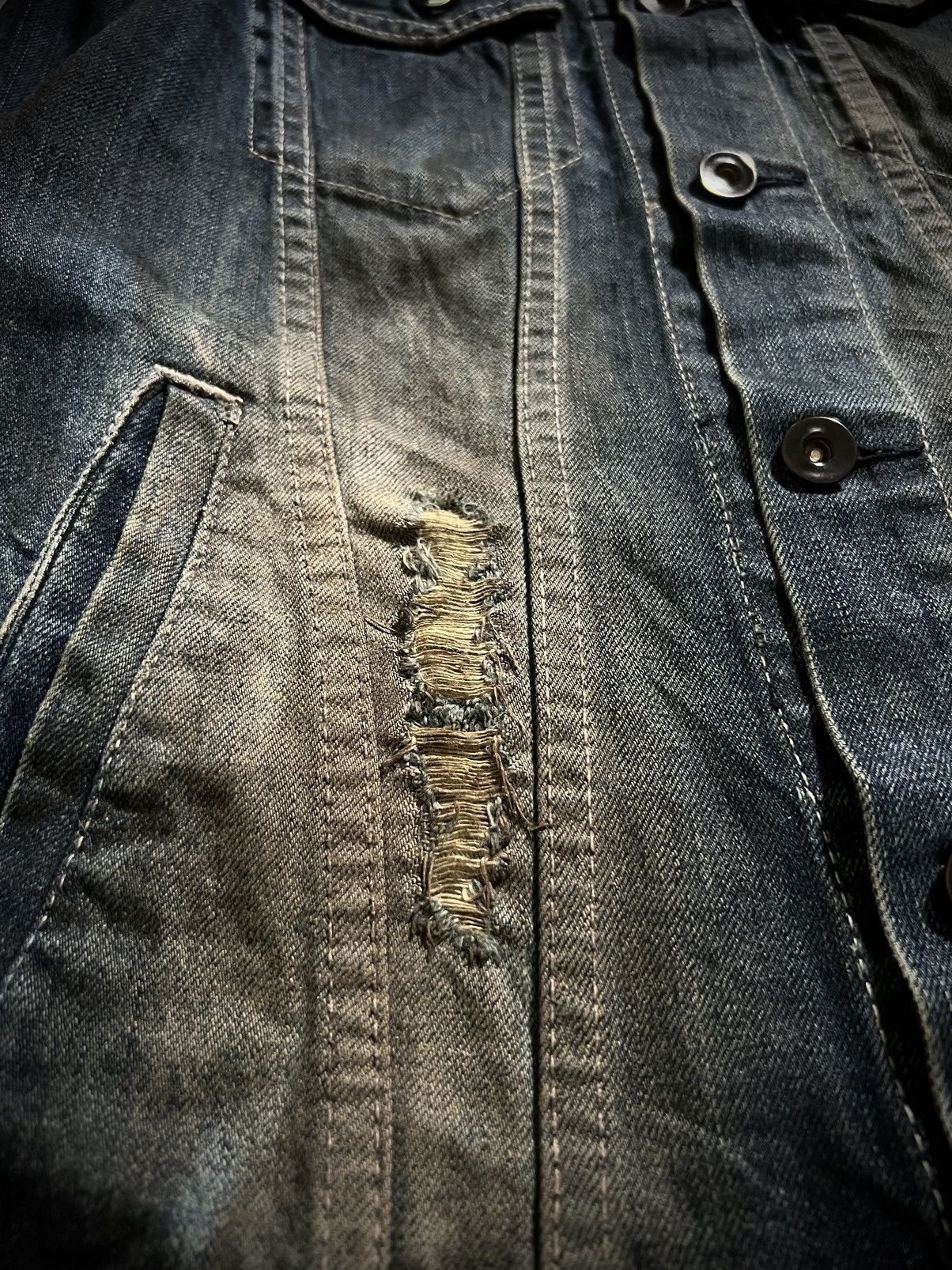 GOSTAR DE FUGA FUGA Mud Dye Distressed Denim Jacket vkei Archive 00s y2k Size US XS / EU 42 / 0 - 6 Thumbnail