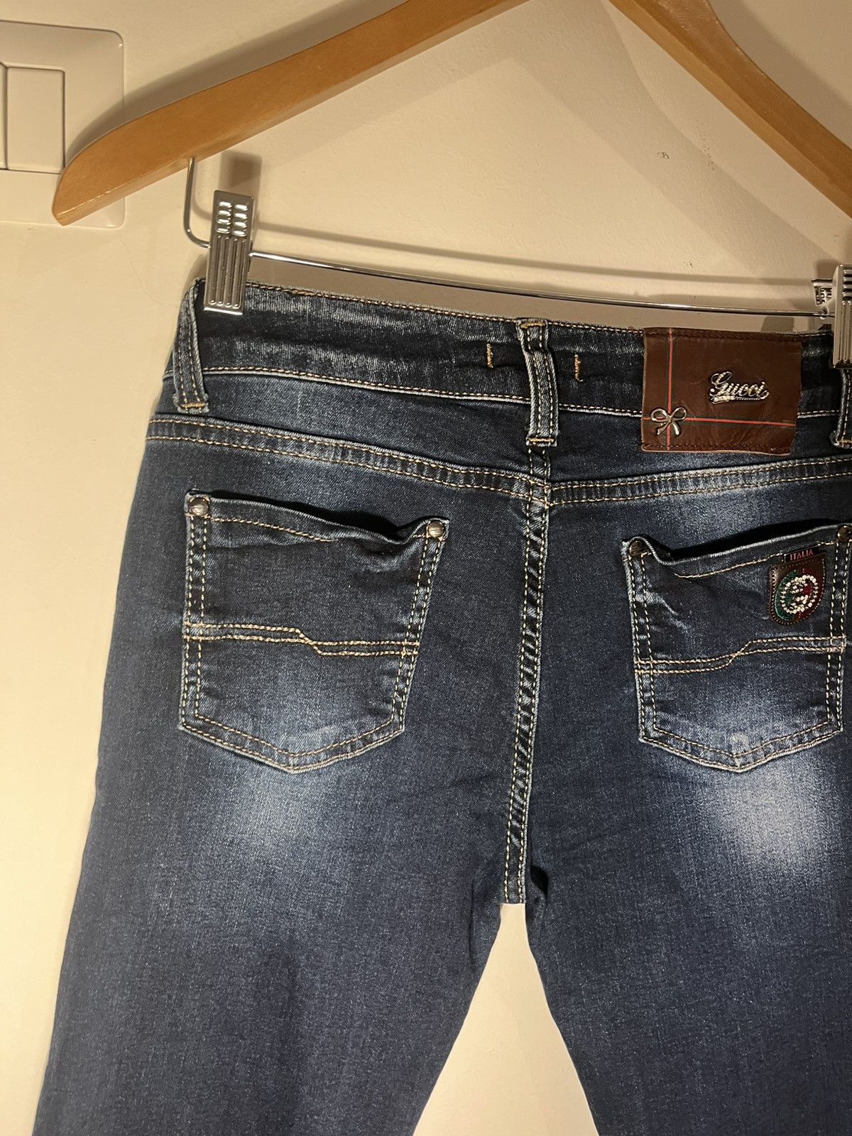 Gucci Gucci Blue Denim Slim-Fit Jeans Signature IT & Leather Detal Size 26" / US 2 / IT 38 - 8 Thumbnail
