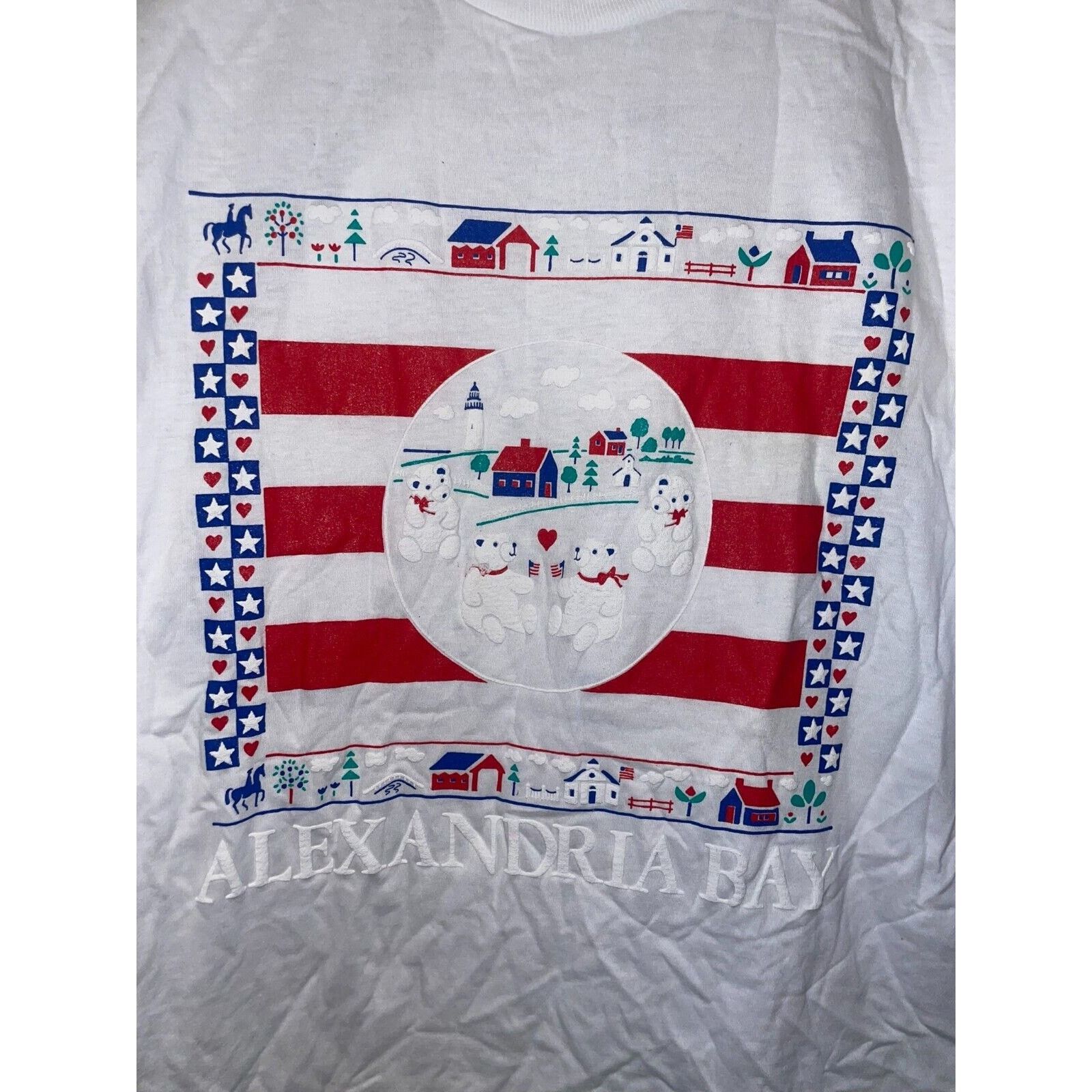 Jerzees Vintage Test Print Shirt New York Alexandria Bay White M Tee Size US M / EU 48-50 / 2 - 2 Thumbnail