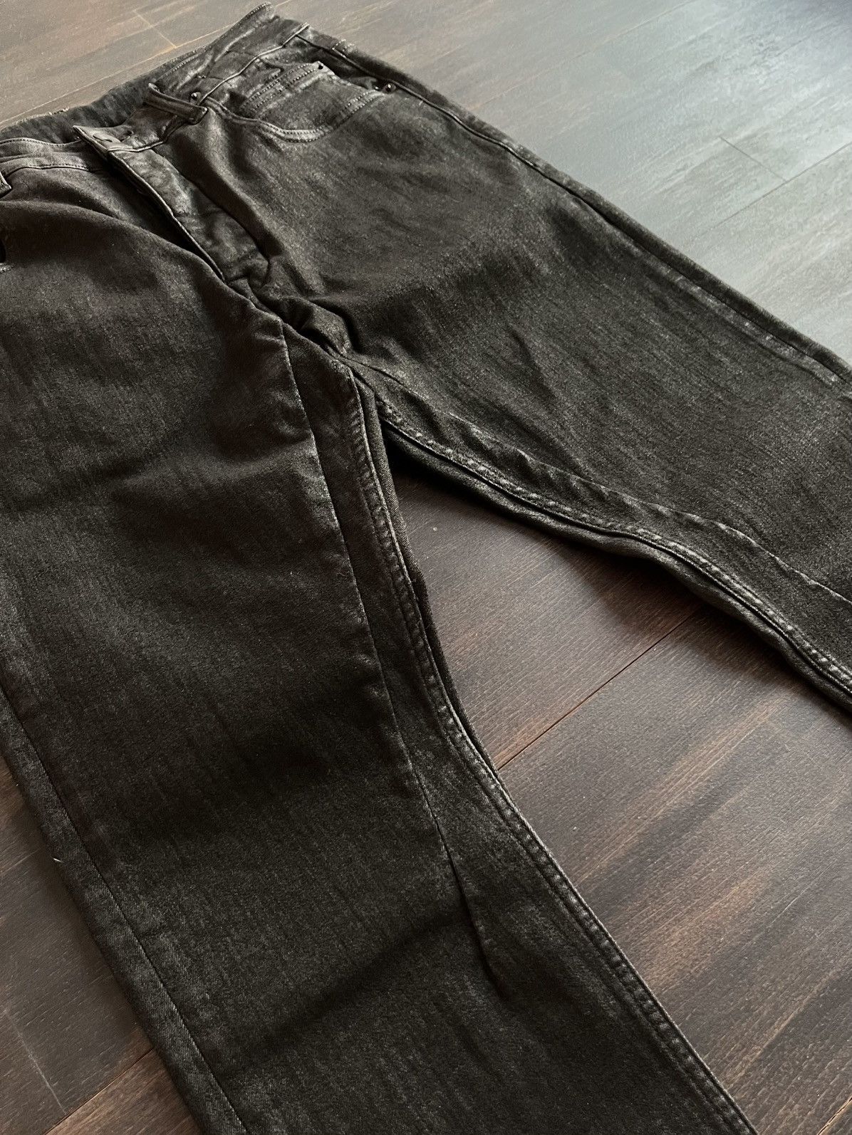 Rick Owens × Rick Owens Drkshdw rick owens fw17 “glitter” black waxed detroit cut jeans Size US 30 / EU 46 - 2 Thumbnail