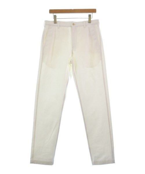 Casual Pants Cotton Long Length Zip Ply Plain White