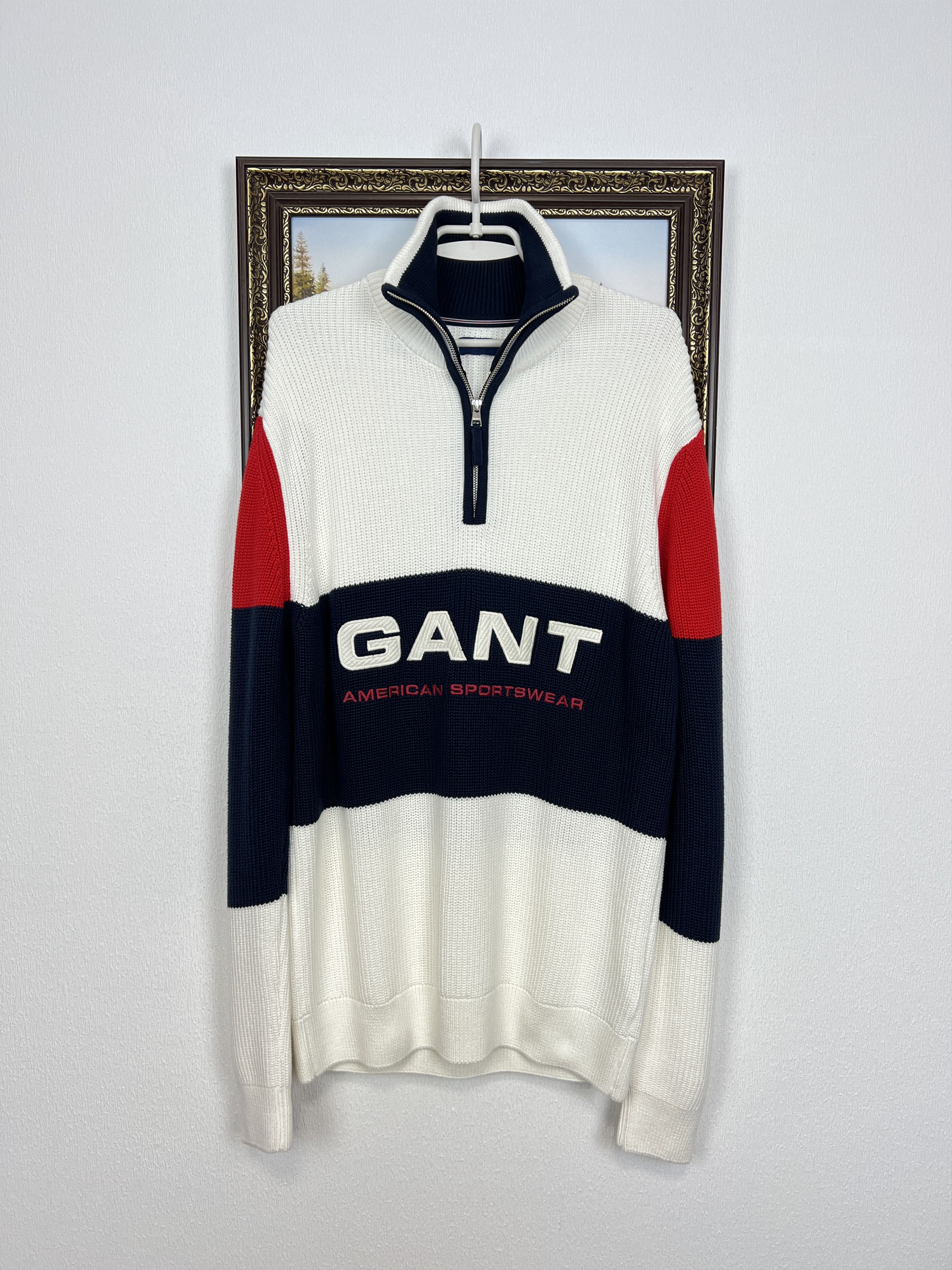 Gant Gant American Sportswear Sweater Big Logo Pullover 1/4 Zip Size US L / EU 52-54 / 3 - 1 Thumbnail
