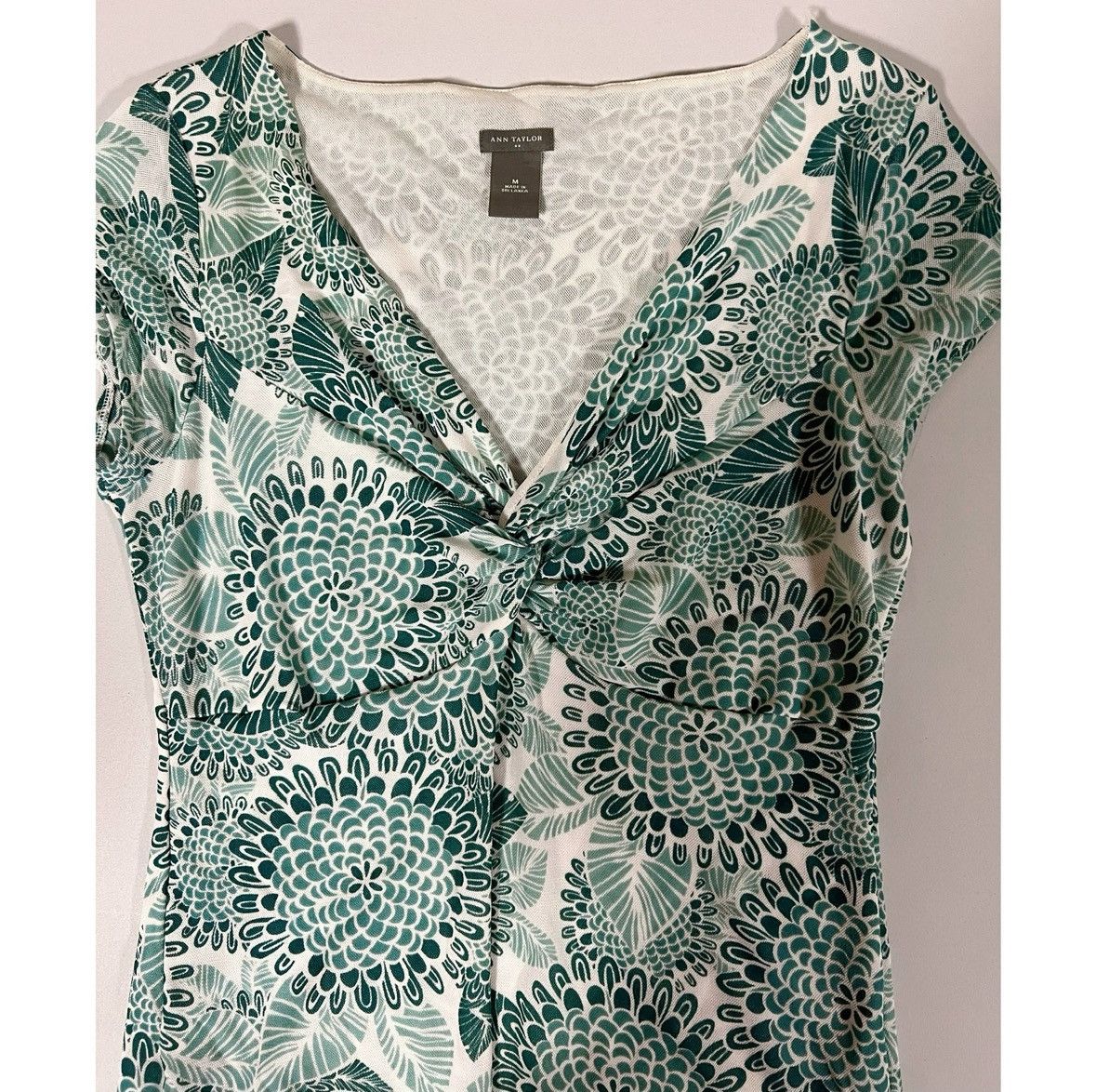 Ann Taylor Ann Taylor Teal Floral Knot-Front Shirt Top Blouse Size M 🤍✨ Size M / US 6-8 / IT 42-44 - 3 Thumbnail