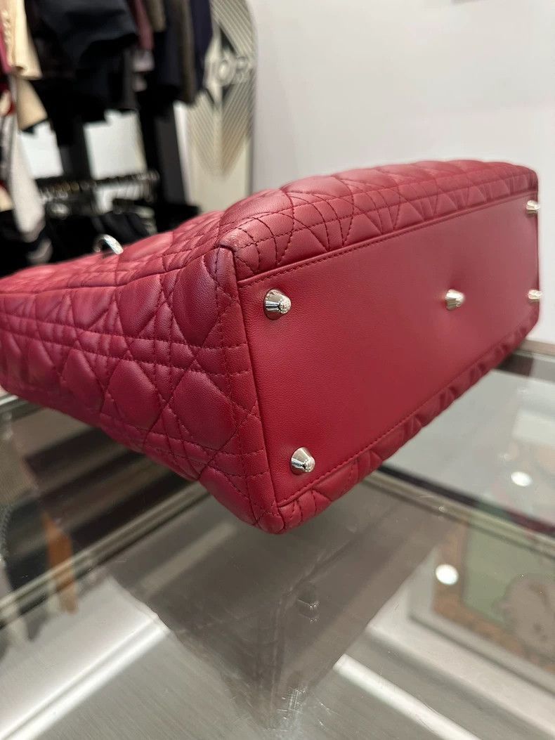 Dior Lady Dior Red Lambskin Handbag 33cm-2506 Size ONE SIZE - 5 Thumbnail