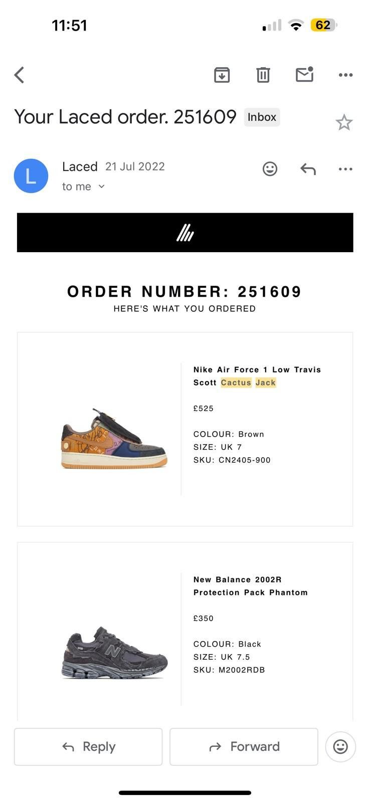 Nike Travis Scott x Air Force 1 Low 'Cactus Jack' USED - GOOD Size US 8 / EU 41 - 8 Thumbnail