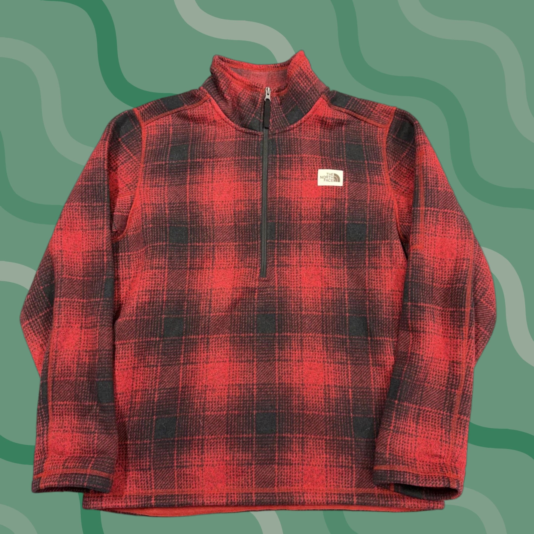 The North Face The North Face Pullover Mens Large Red Plaid Fleece 1/4 Zip Long Sleeve Top Size US L / EU 52-54 / 3 - 1 Thumbnail