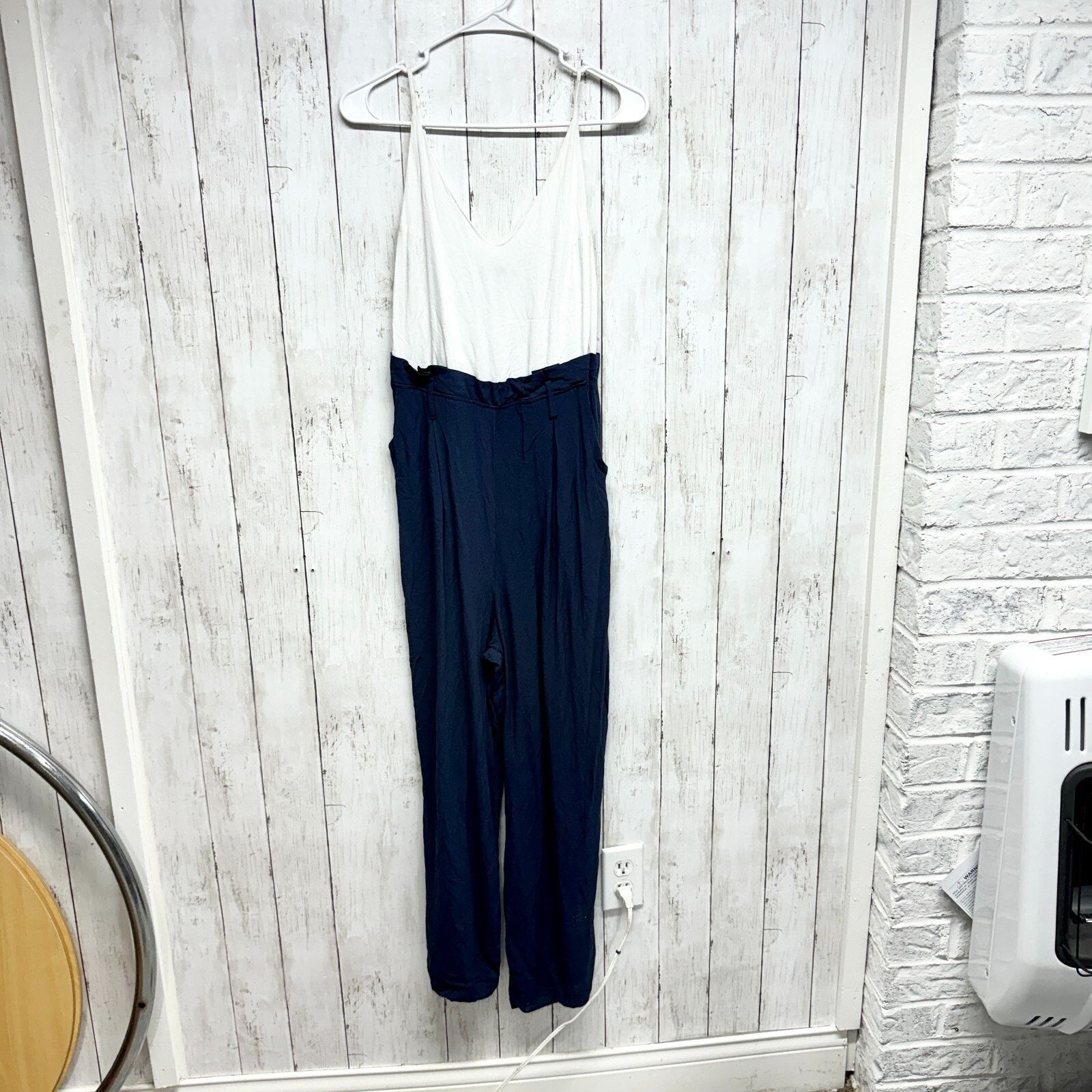 Other Shinestar Jumpsuit Medium Sleeveless White Blue Summer Boho Size 30" / US 8 / IT 44 - 1 Thumbnail
