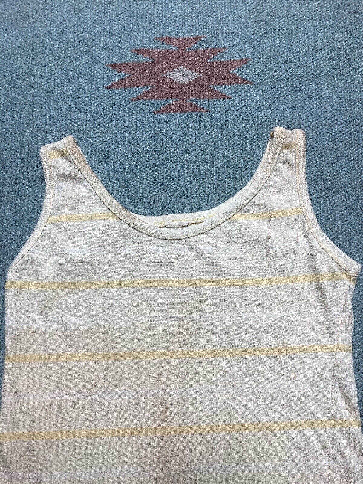 Vintage 70s striped tank top shirt distressed soft cotton women’s XS Size XS / US 0-2 / IT 36-38 - 4 Thumbnail