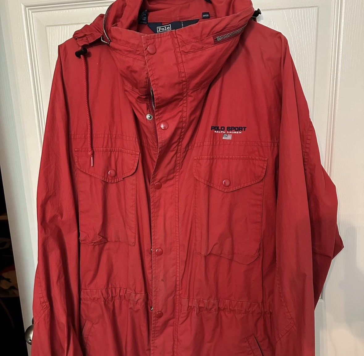 Polo Ralph Lauren Vintage Polo Sport Red Fishing Windbreaker hooded jacket Size US L / EU 52-54 / 3 - 1 Thumbnail