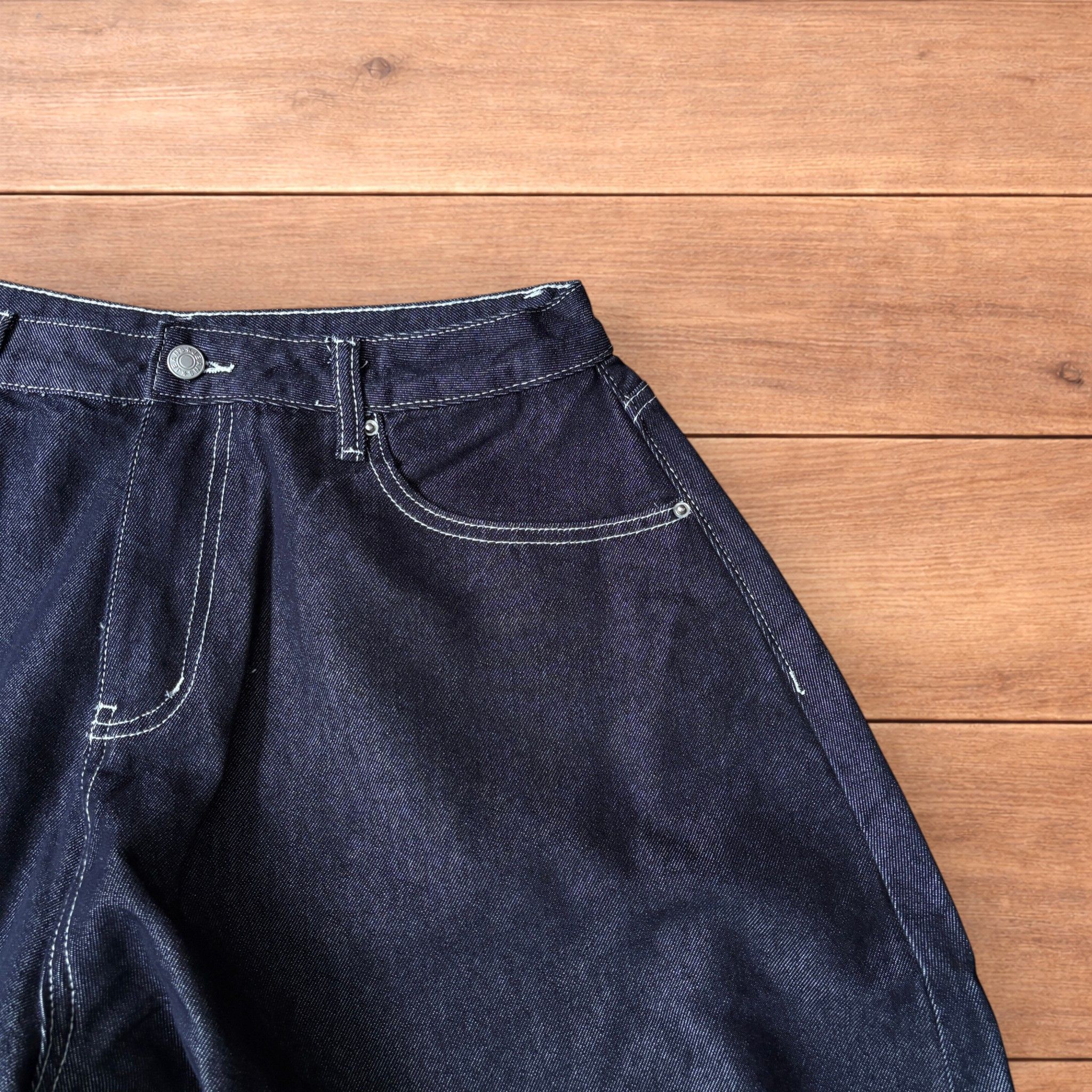 Japanese Brand Super baggy wide leg balloon fit jeans in indigo. Size US 30 / EU 46 - 3 Thumbnail
