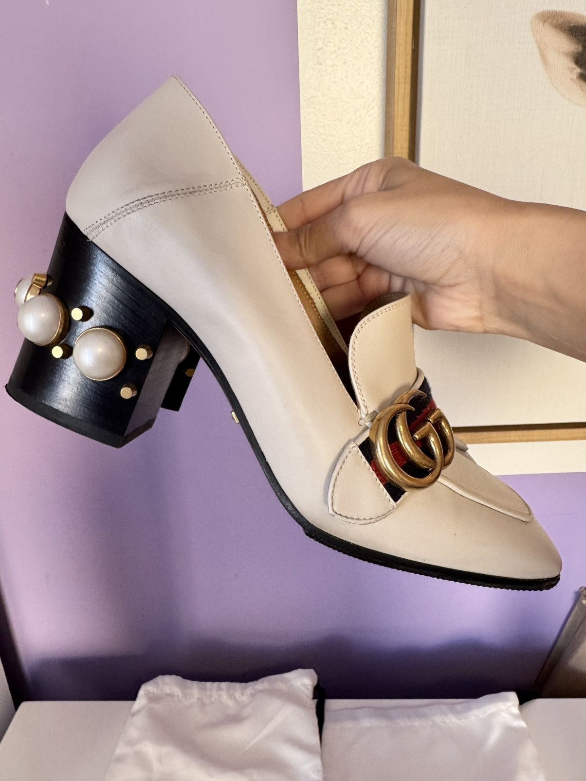 Gucci Gucci Peyton Marmont GG faux pearls loafers shoes 37.5 Size US 7.5 / IT 37.5 - 12 Thumbnail