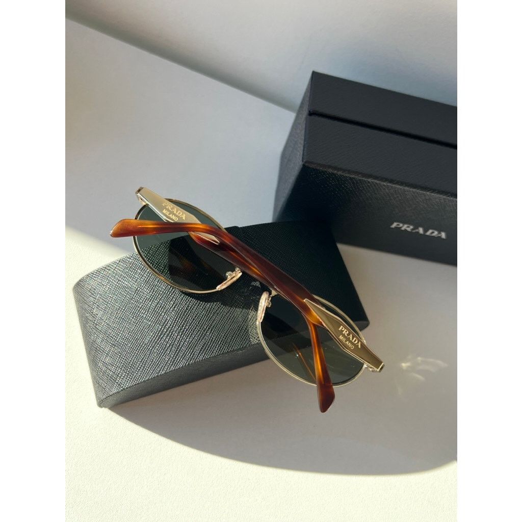 Prada NEW Prada PR65ZS Oval Sunglasses in Gold Green Size ONE SIZE - 3 Thumbnail