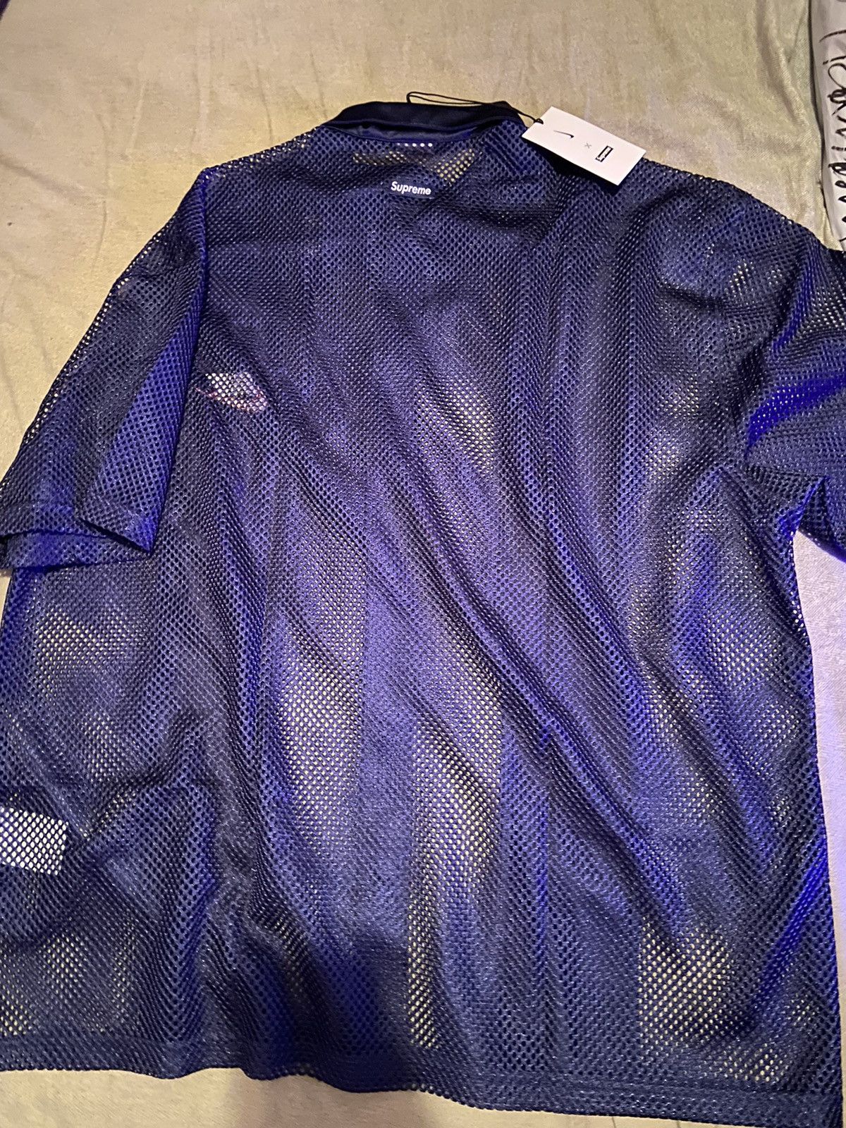 Supreme Supreme Nike Mesh S/S Shirt Navy size XL | Grailed