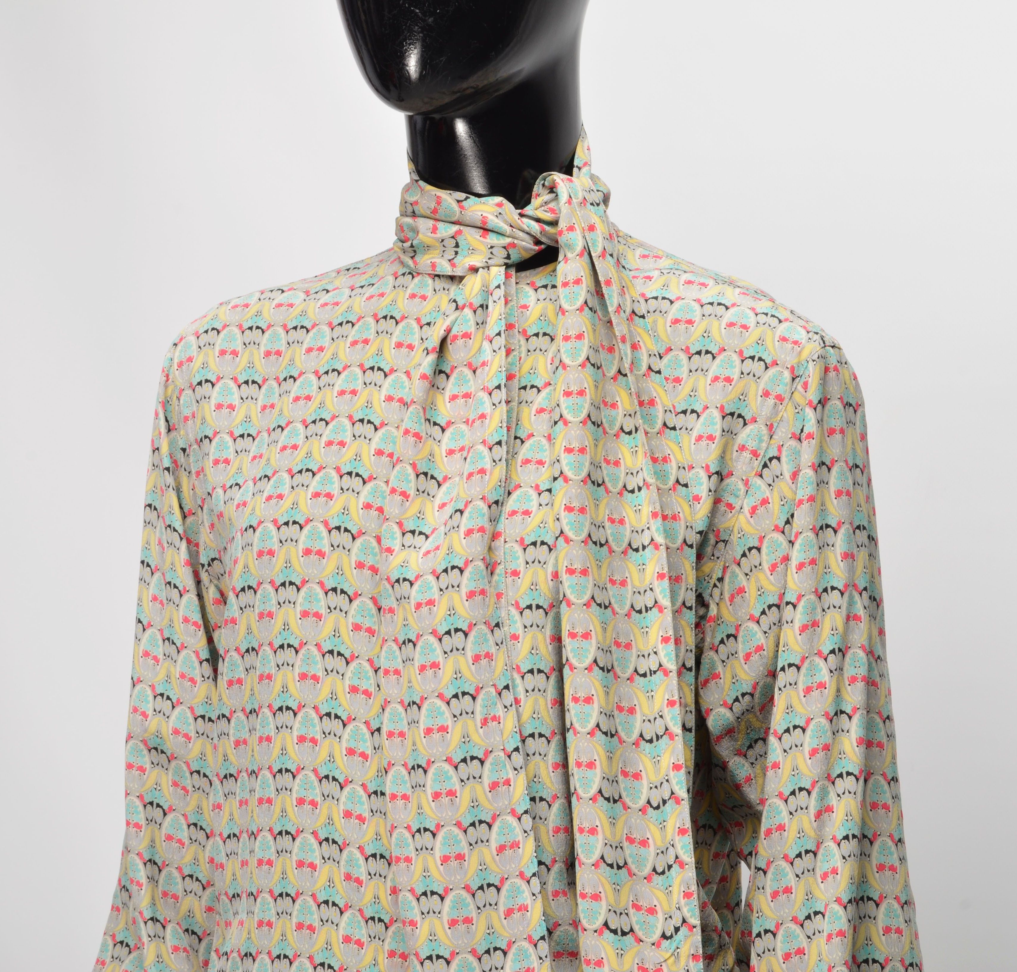 Akris AKRIS Vintage 80's Silk Tie Neck Pussy Bow Blouse Size S / US 4 / IT 40 - 2 Thumbnail