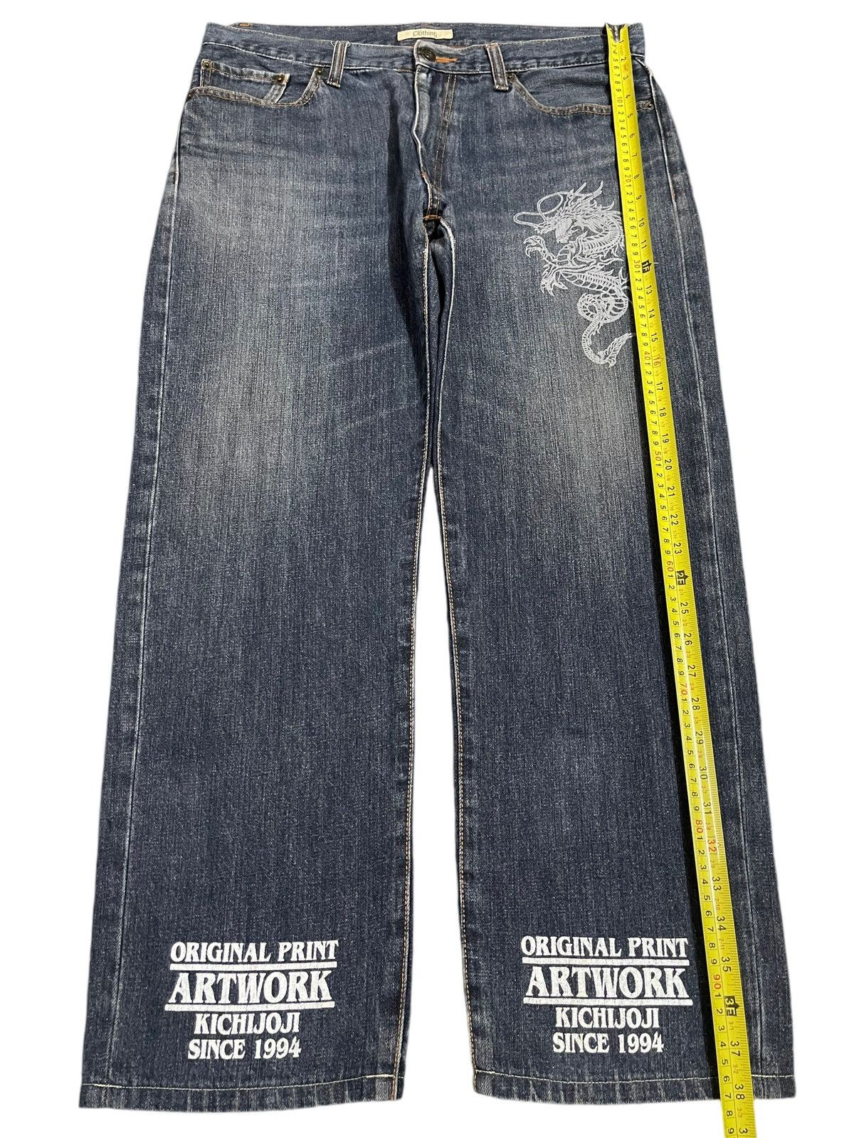 Hypebeast Vintage Japanese Brand Dragon Style Sukajan Art Work Jeans Size US 35 - 12 Thumbnail