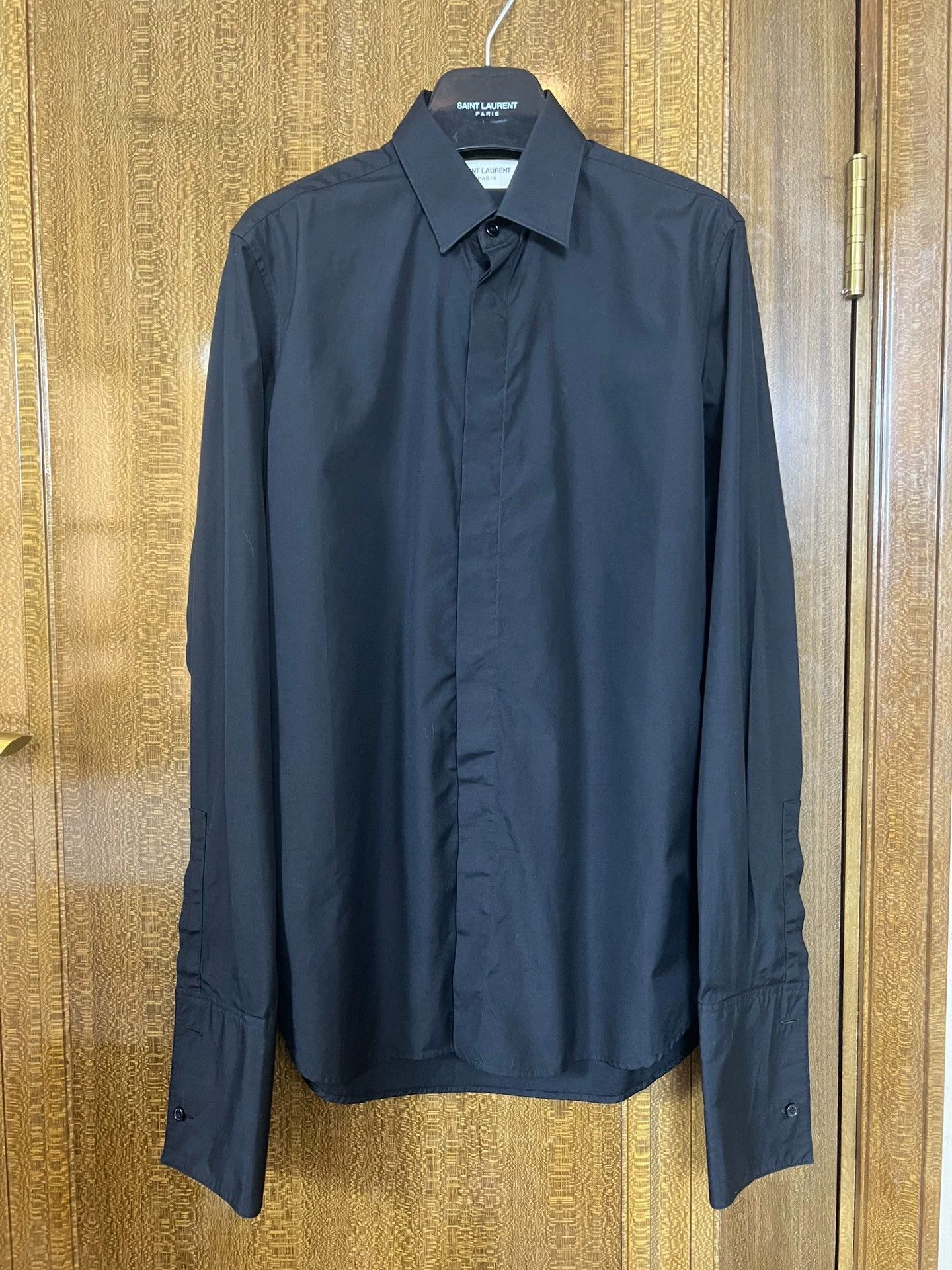 Saint Laurent Paris Saint Laurent Paris 13fw Year Black Warrior Poplin Shirt Size US M / EU 48-50 / 2 - 1 Thumbnail