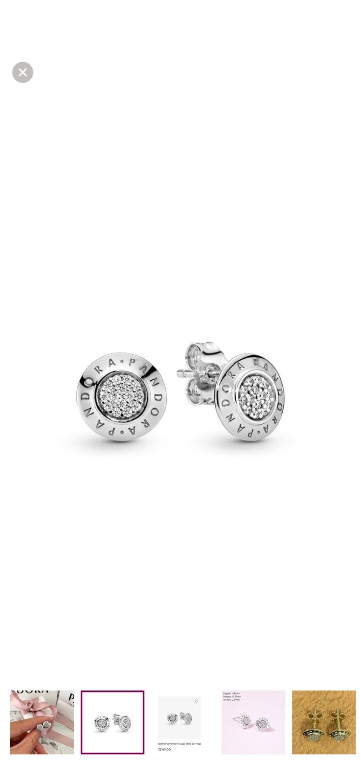 pandora Pandora Sparkling Logo Stud Earrings Size ONE SIZE - 3 Thumbnail