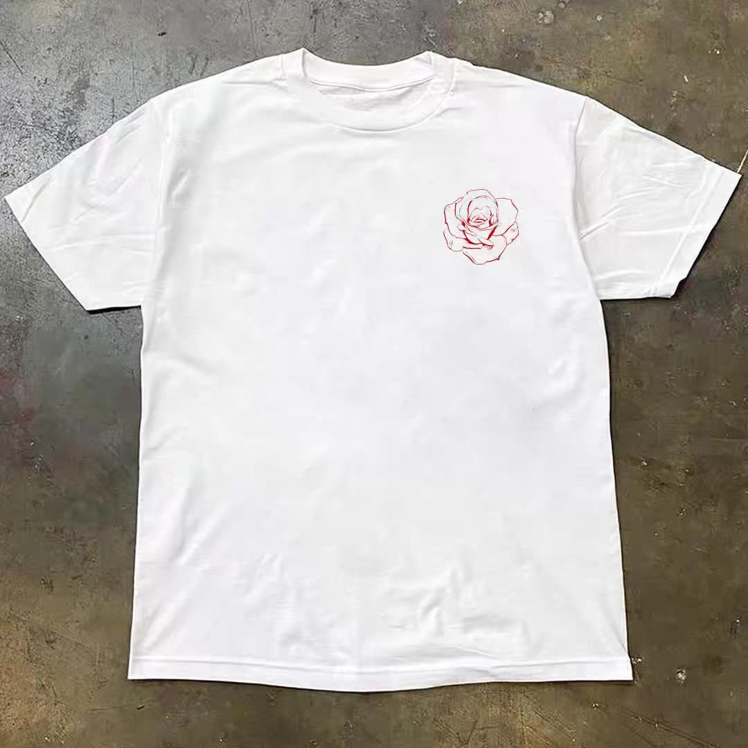 Japanese Brand White casual retro rose print t-shirt Size US M / EU 48-50 / 2 - 2 Thumbnail