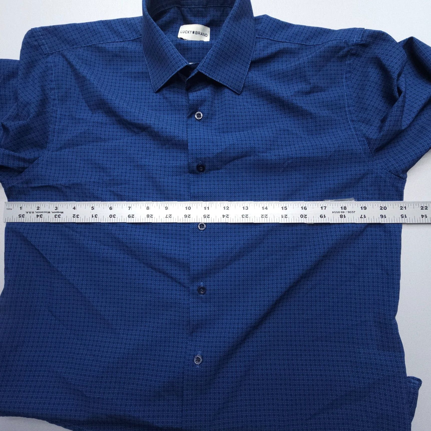 Lucky Brand Lucky Brand Shirt Mens Medium Slim 4 Way Stretch Long Sleeve Button Blue Print Size US M / EU 48-50 / 2 - 7 Thumbnail