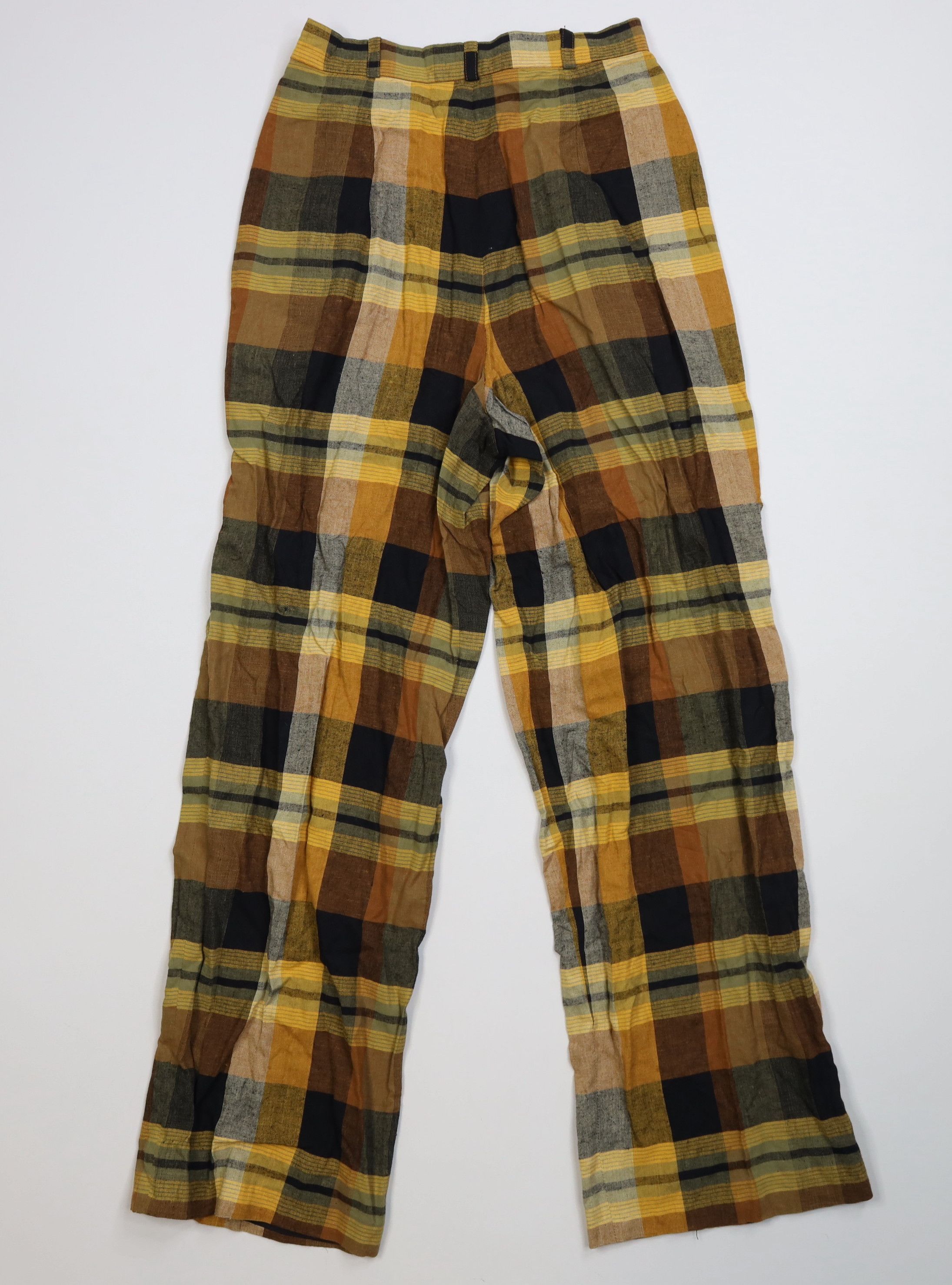 Vintage Vintage 70s Linen Blend Wide Leg Bell Bottoms Pants Plaid Size 26" / US 2 / IT 38 - 12 Thumbnail