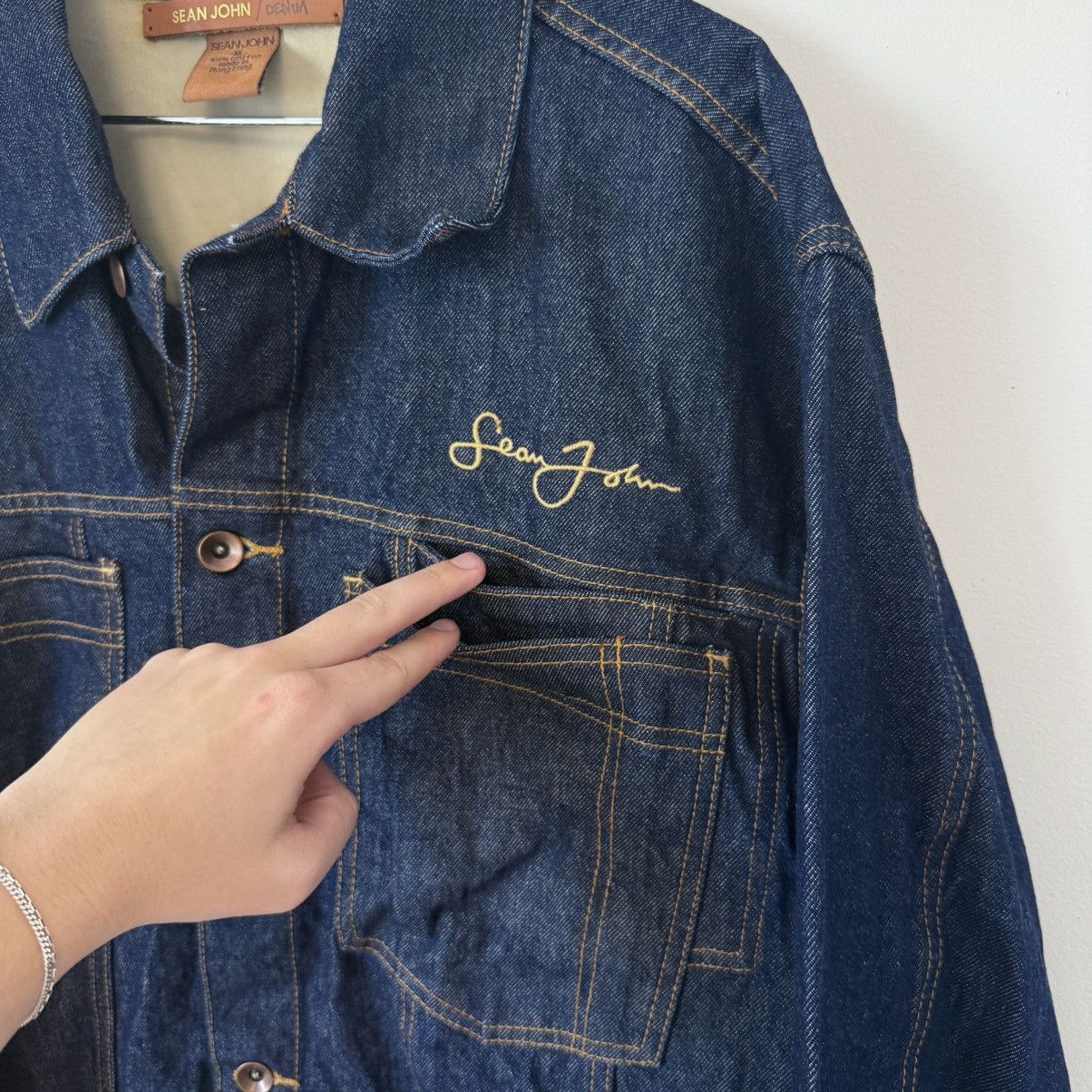 Sean John Vtg 2000s Sean John Embroidered Denim Jacket Y2K Hip Hop Size US XL / EU 56 / 4 - 4 Thumbnail