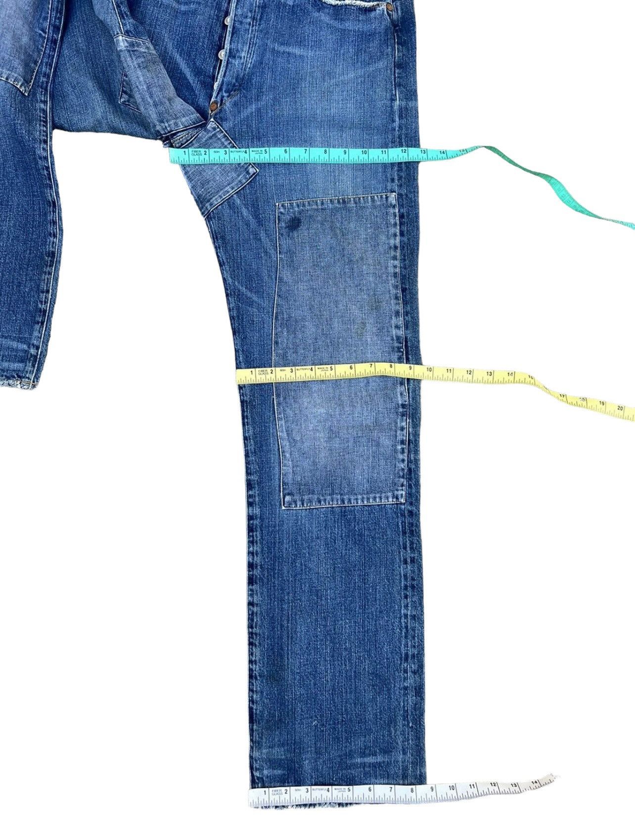 Levi's 90s Levi's LVC #555 Distressed Patchwork Selvedge Denim Size US 32 / EU 48 - 4 Thumbnail