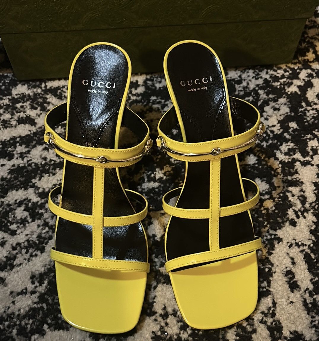 Gucci Gucci Slim Horsebit Slide Leather Sandal Acid Lime size 39 Size US 9 / IT 39 - 4 Thumbnail
