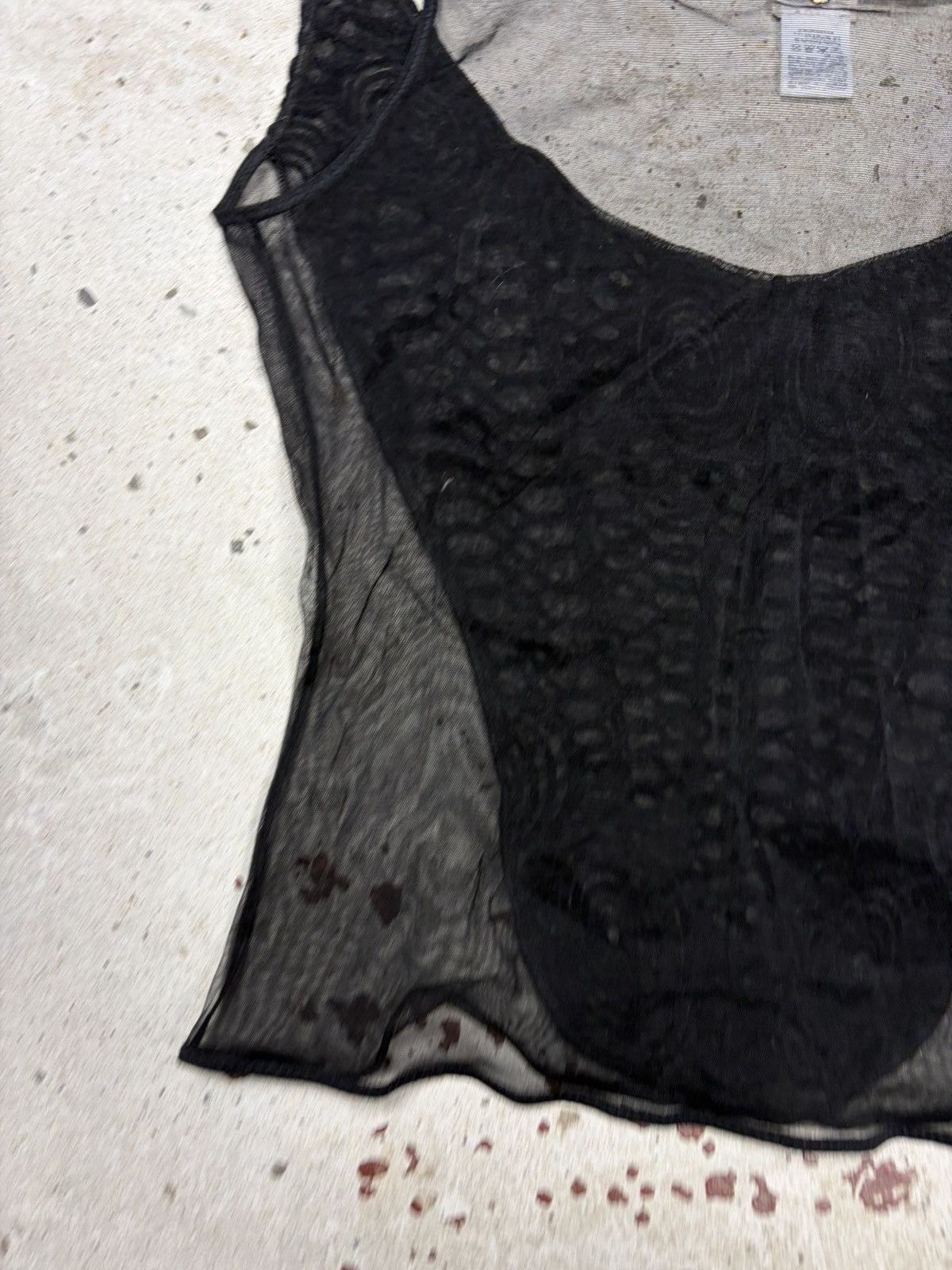Versace Vintage Versace Embroidered Sheer Mesh Black Tank Top Size L / US 10 / IT 46 - 14 Thumbnail