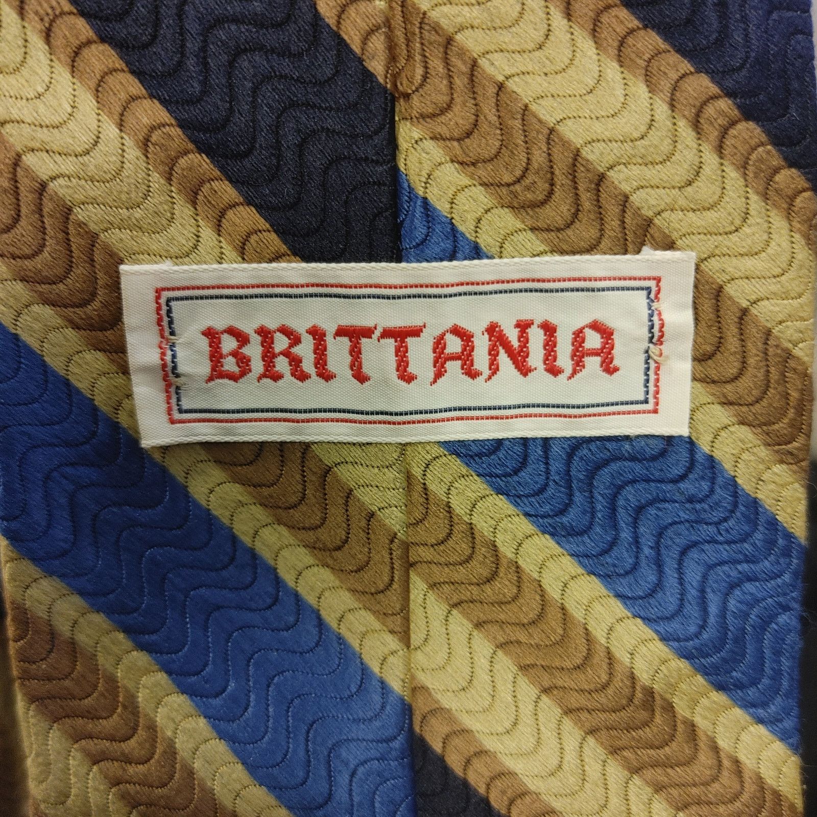 Other VTG Brittania Darcron Polyester Blue/Gold/Yellow Stripe Tie Size ONE SIZE - 2 Thumbnail