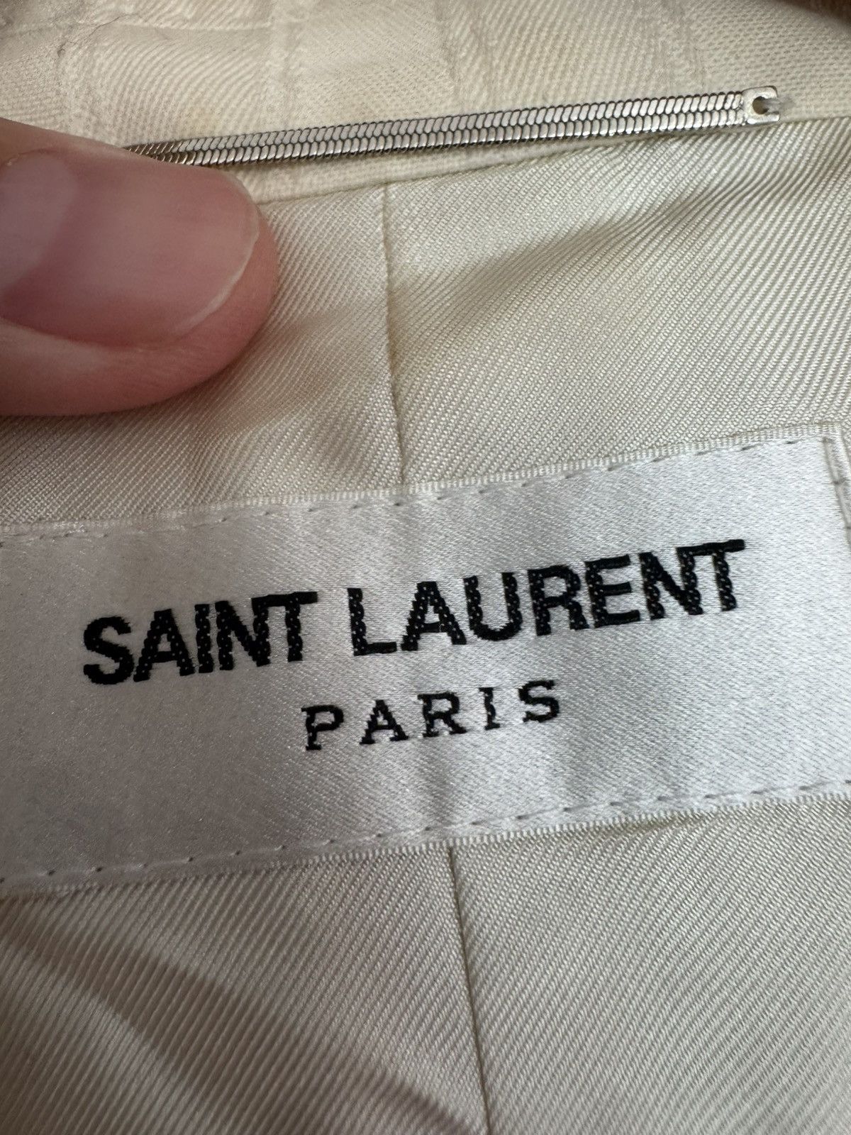 Saint Laurent Paris Ivory Cream Pleated Le Smoking Peaked lapel Size 50R - 2 Thumbnail