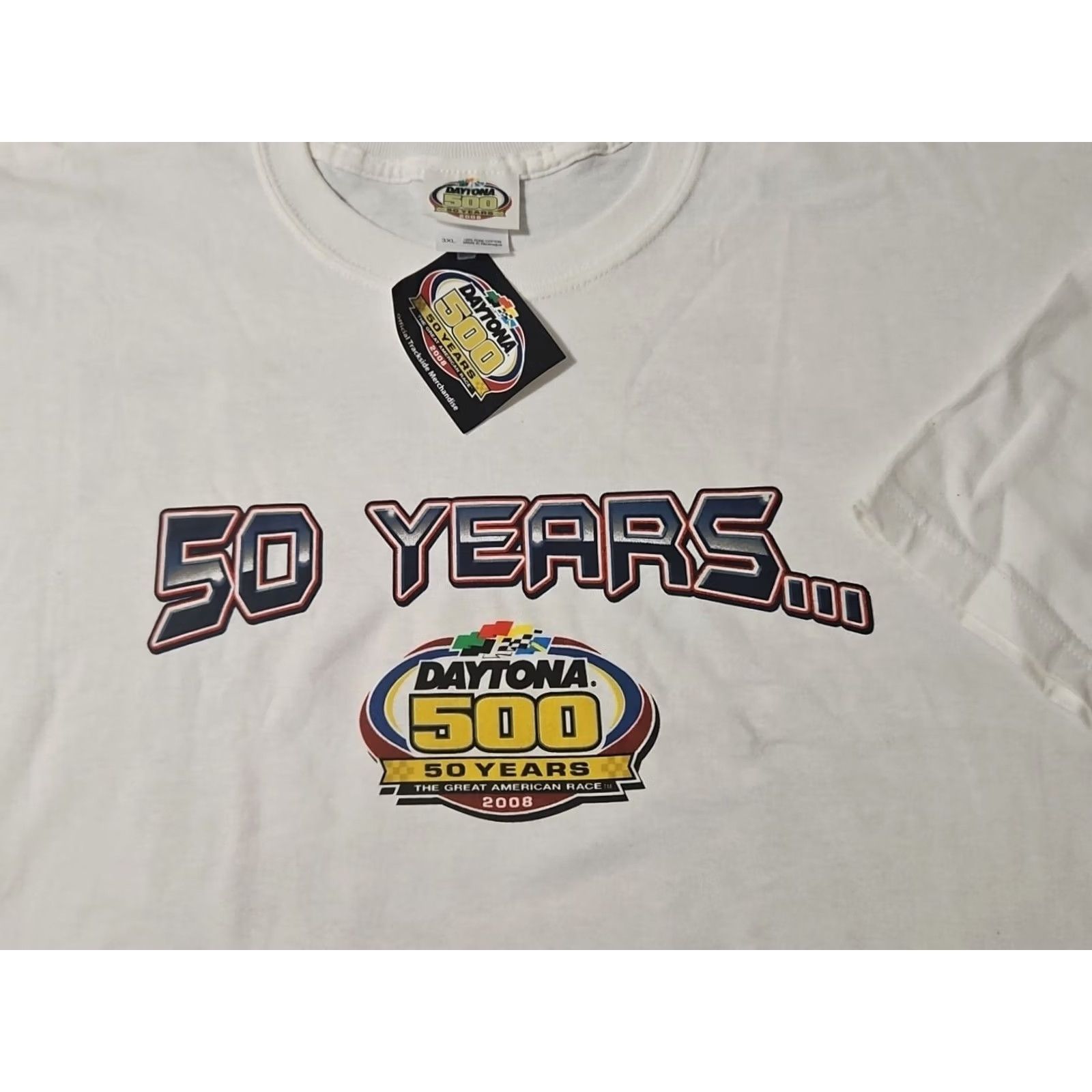 NASCAR Nascar Daytona 500 T-Shirt Size 3XL White 2008 NWT 50 Years Great American Race Size US XXL / EU 58 / 5 - 4 Thumbnail