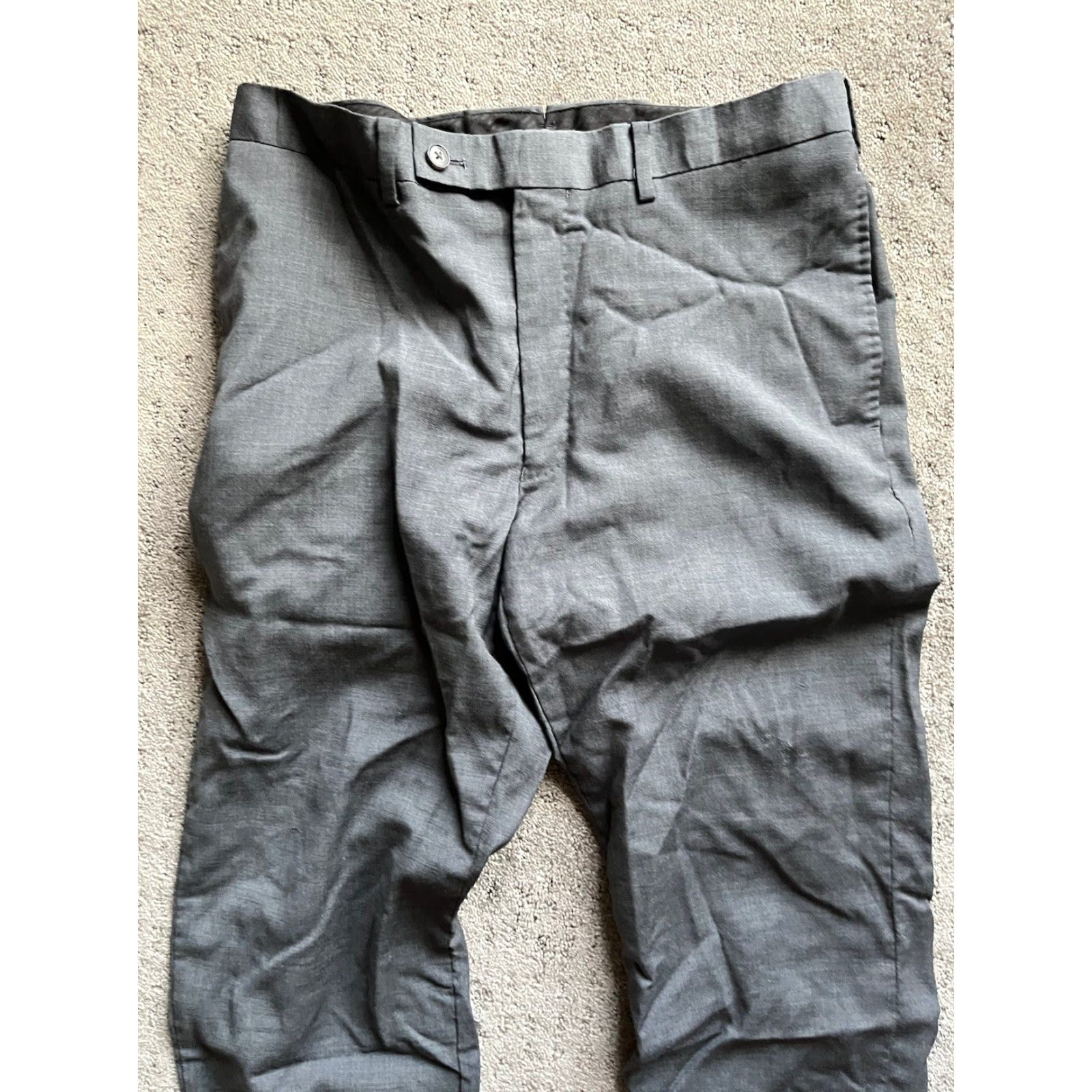 Calvin Klein Calvin Klein Gray Wool Dress Pants 33x27 Flat Front Cuffed Mens Regular Size US 33 - 2 Thumbnail