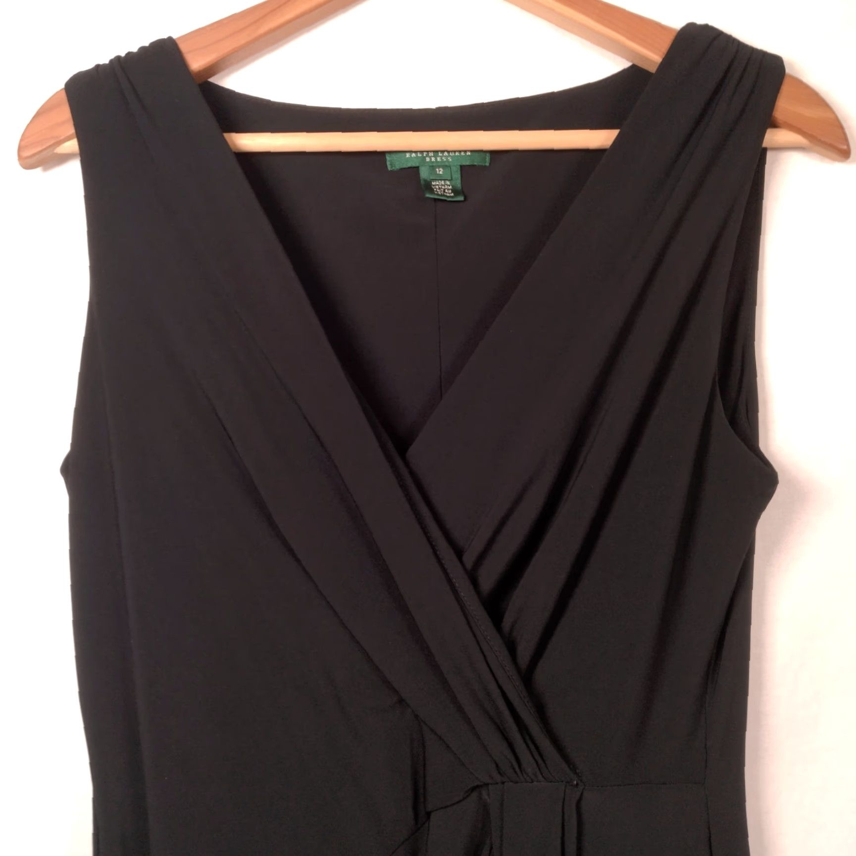 Ralph Lauren Lauren Ralph Lauren Dress Size 12 Black Faux Wrap Stretch Sleeveless Lined LBD Size XL / US 12-14 / IT 48-50 - 4 Thumbnail
