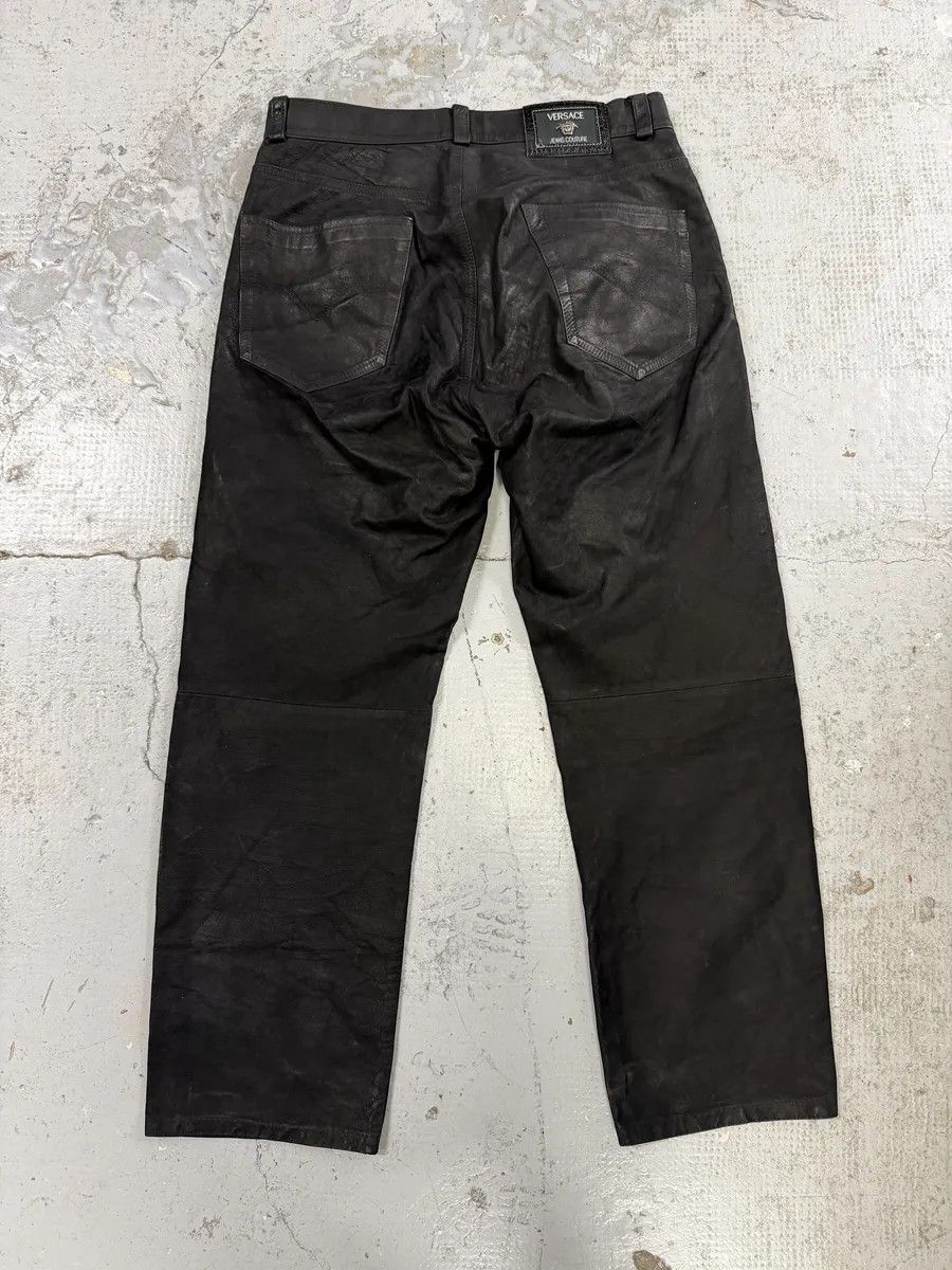 Versace 2000s Versace Black Eroded Leather Pants Size US 30 / EU 46 - 5 Thumbnail