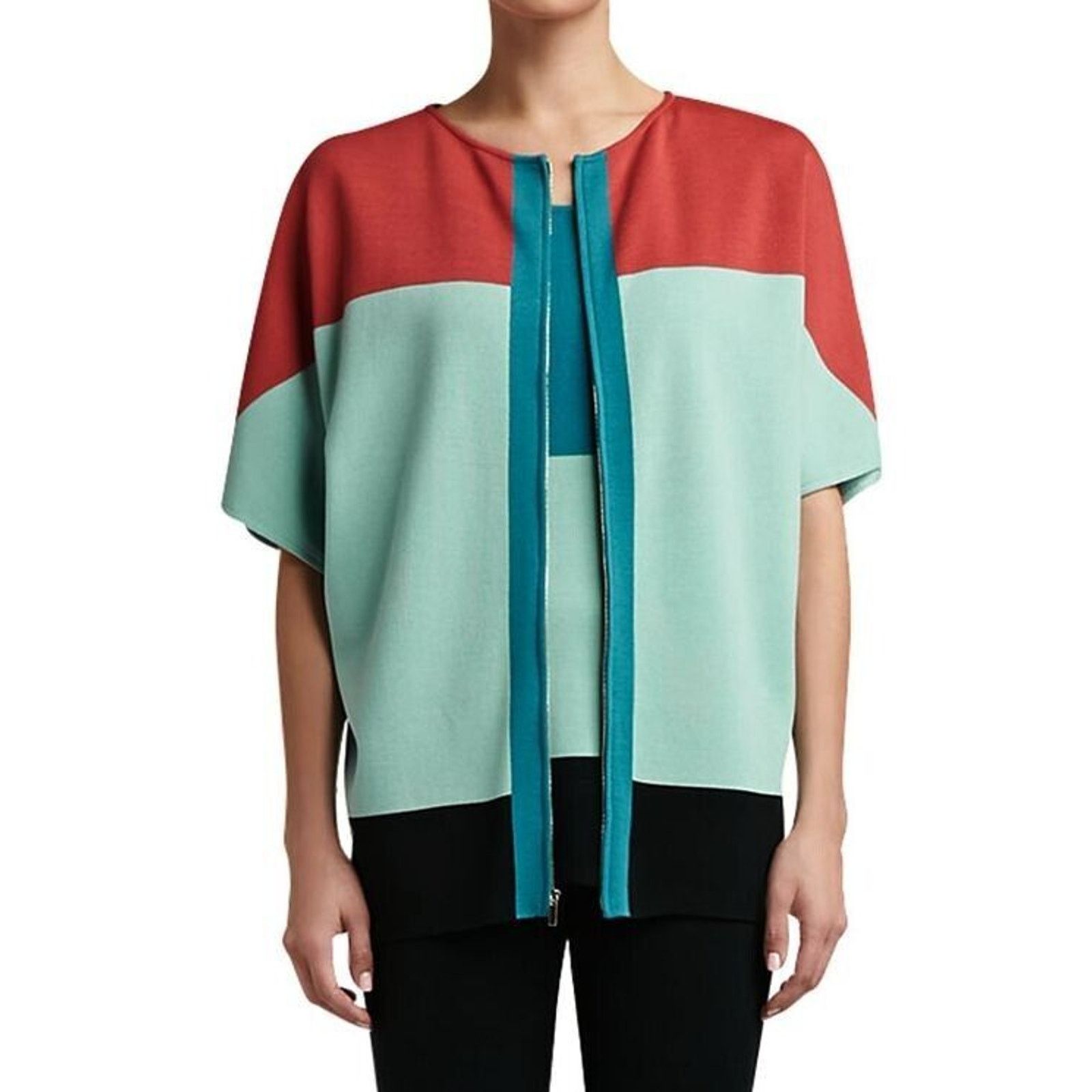 St. John ST JOHN Milano Colorblock Batwing Cardigan Sweater Sz M $350 Size M / US 6-8 / IT 42-44 - 3 Thumbnail