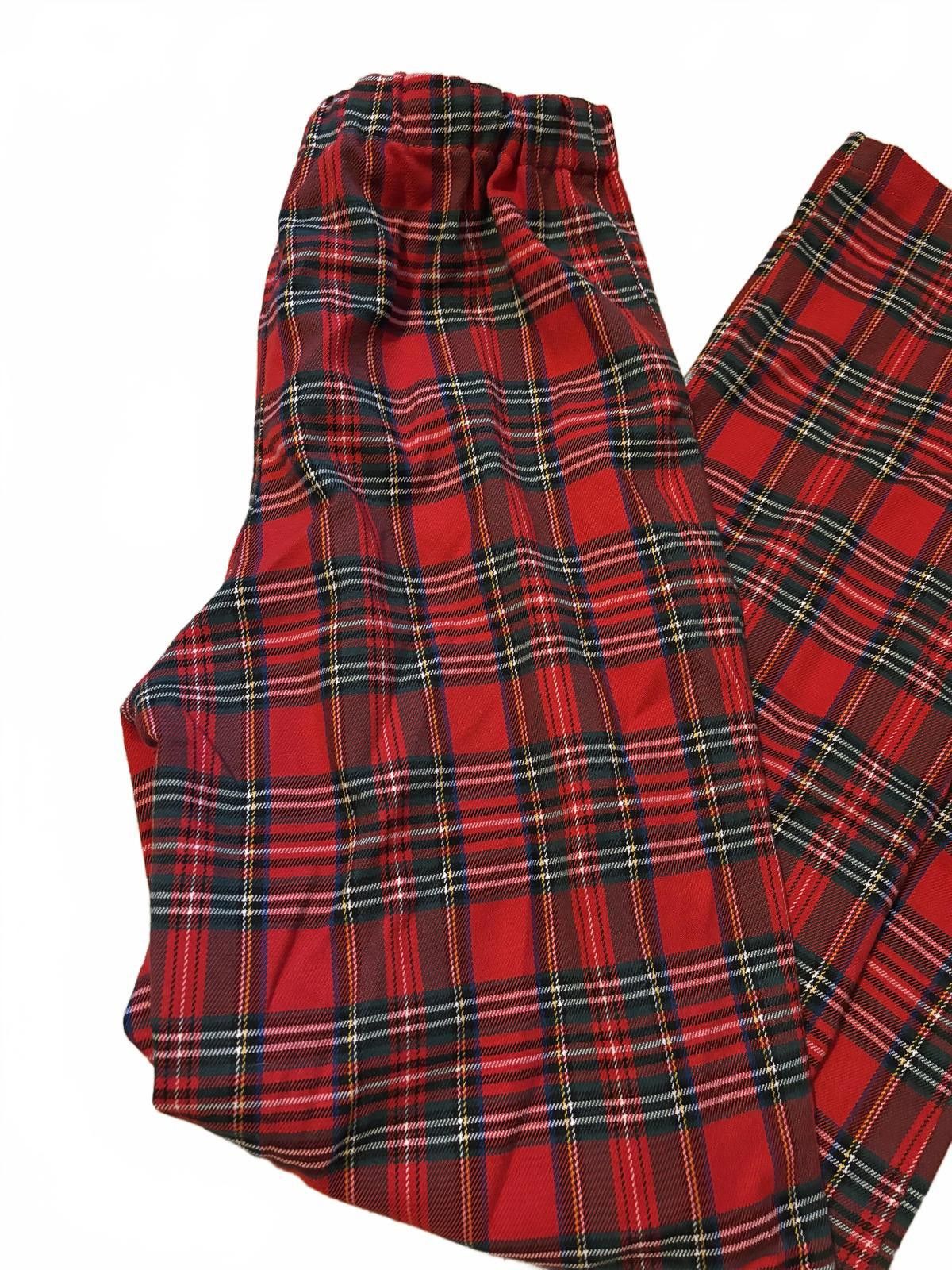 Other Brandy Melville Tilden High Rise Red Plaid Women's Pants Size 28" / US 6 / IT 42 - 3 Thumbnail