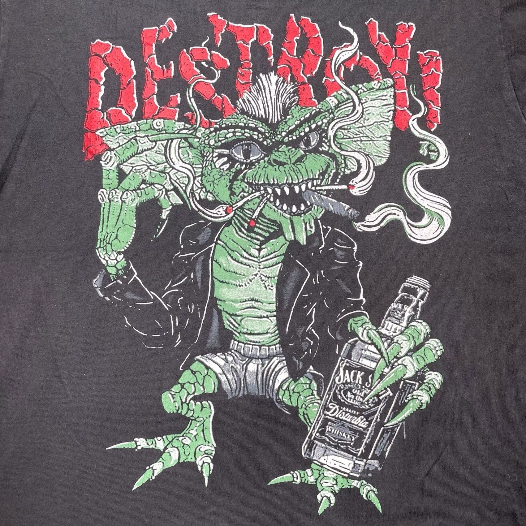 Rucking Fotten Gremlins Shirt Mens L Black Striped Graphical Jack Daniels Horror Resurreccion 90s Movie Mens Size US L / EU 52-54 / 3 - 2 Thumbnail