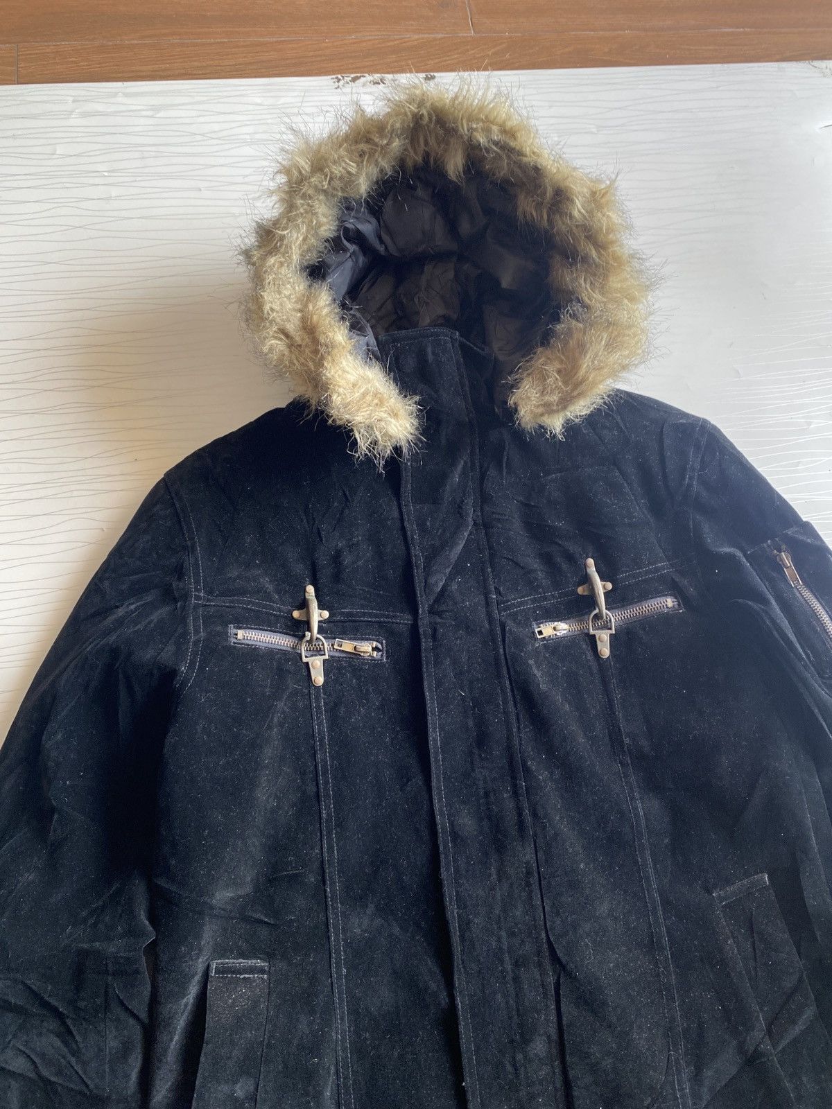 20471120 Vintage Fur Hood Parka Black Jacket - Quilted Lining Size US M / EU 48-50 / 2 - 4 Thumbnail