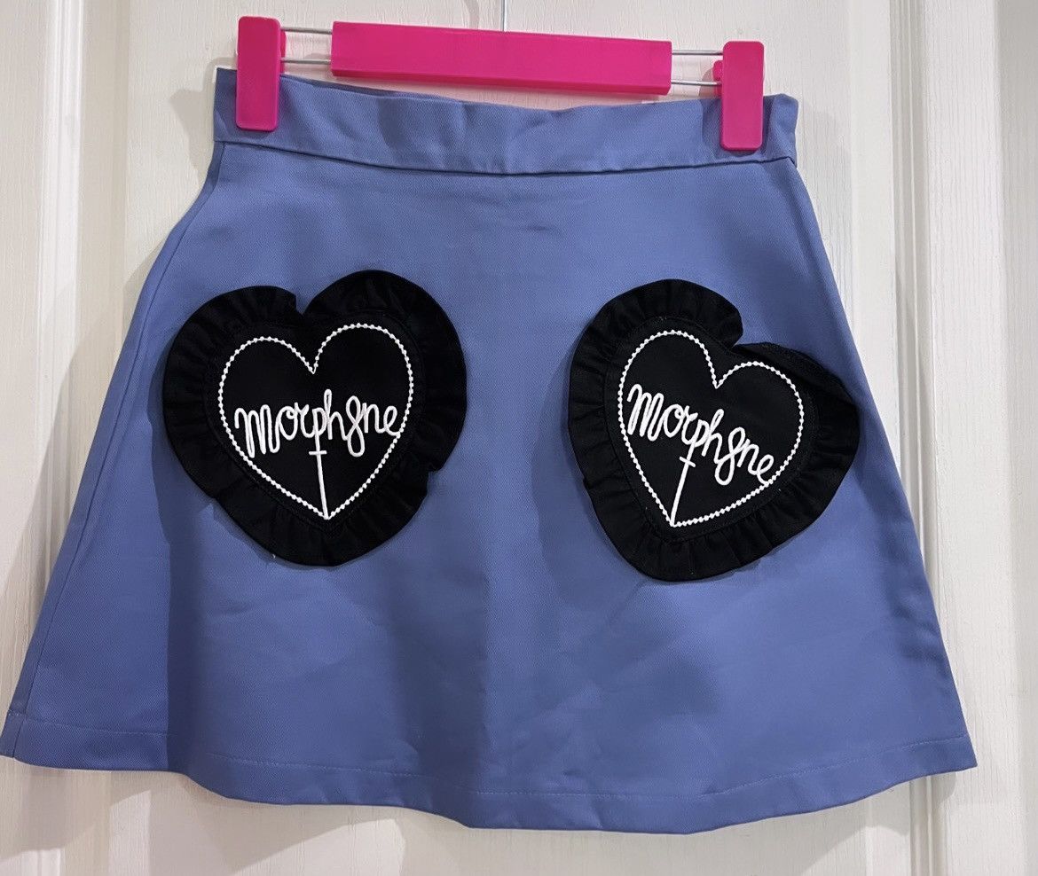 Japanese Brand Rare Morph8ne blue hearts mini skirt 💙🖤 Size 26" / US 2 / IT 38 - 2 Thumbnail