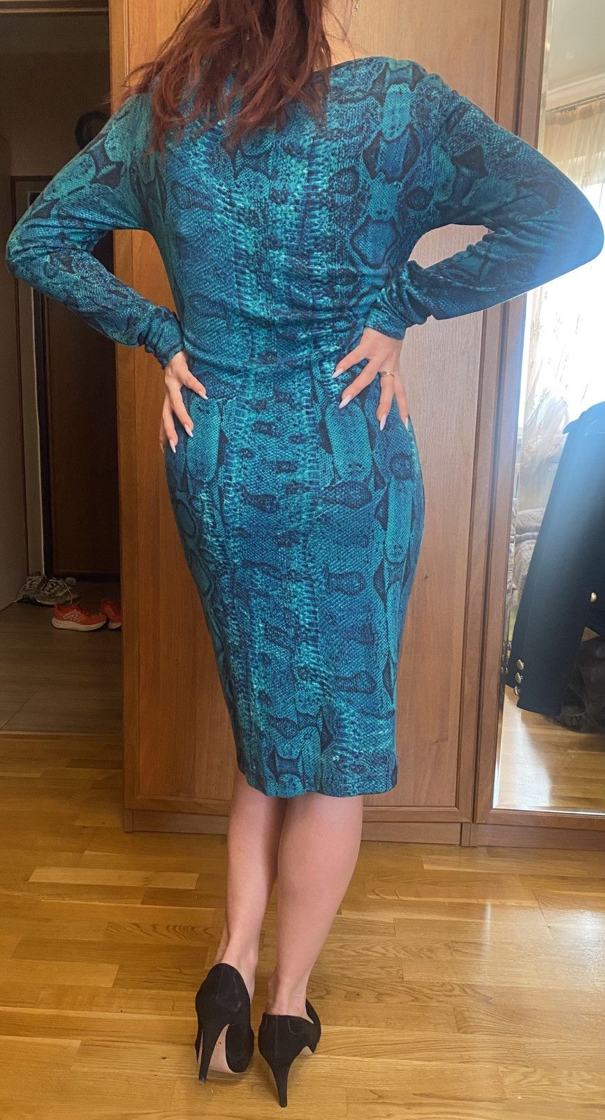 Roberto Cavalli Roberto Cavalli Blue Snake Print Midi Dress GoldSize M Italy Size M / US 6-8 / IT 42-44 - 3 Thumbnail