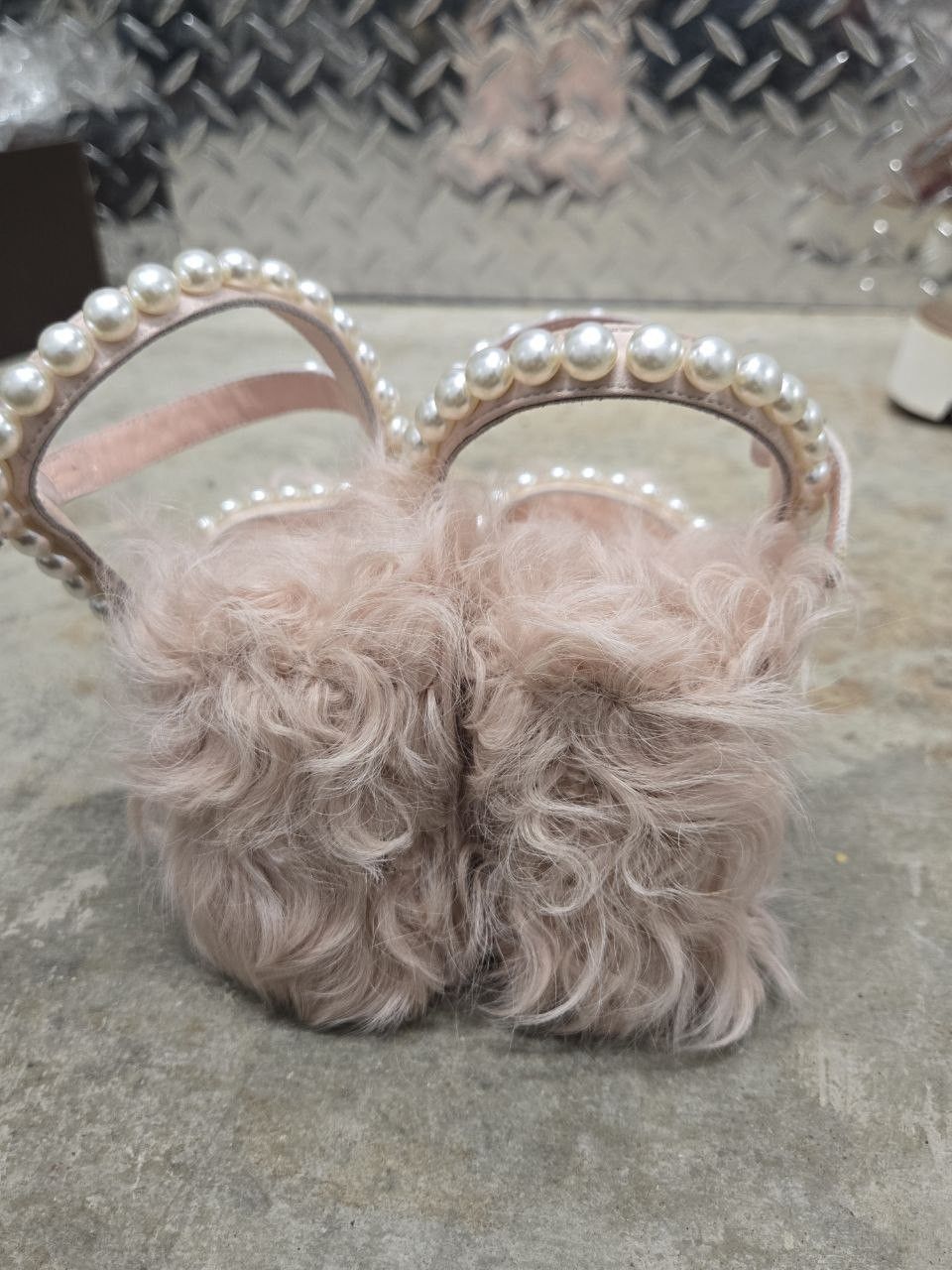 Miu Miu Miu Miu Pink Faux Fur Pearl Sandals Size US 6 / IT 36 - 3 Thumbnail
