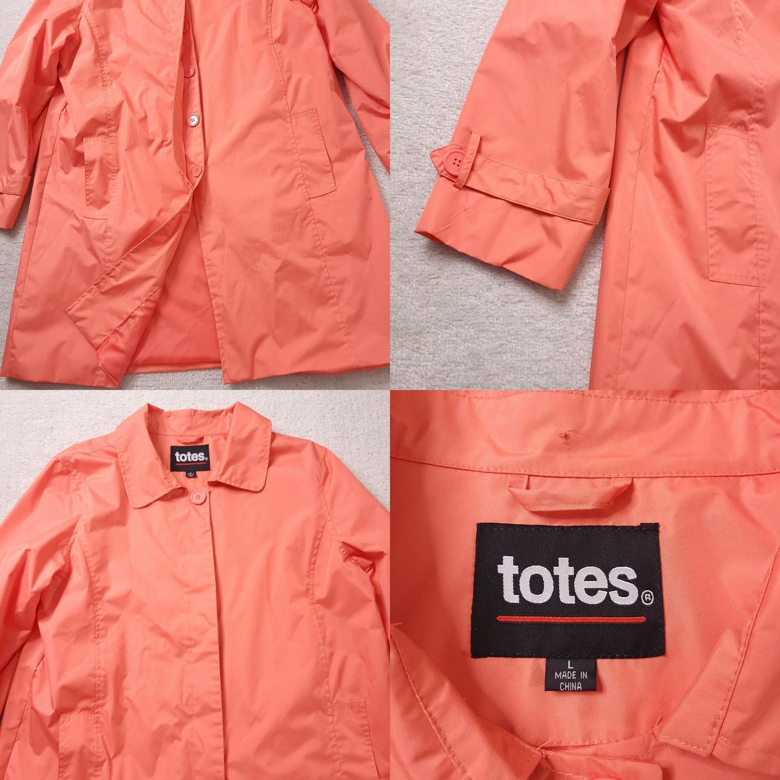 Vintage Totes Womens Orange Long Sleeves Pockets Button Up Rain Coat Large Coat Mens? Size L / US 10 / IT 46 - 8 Thumbnail