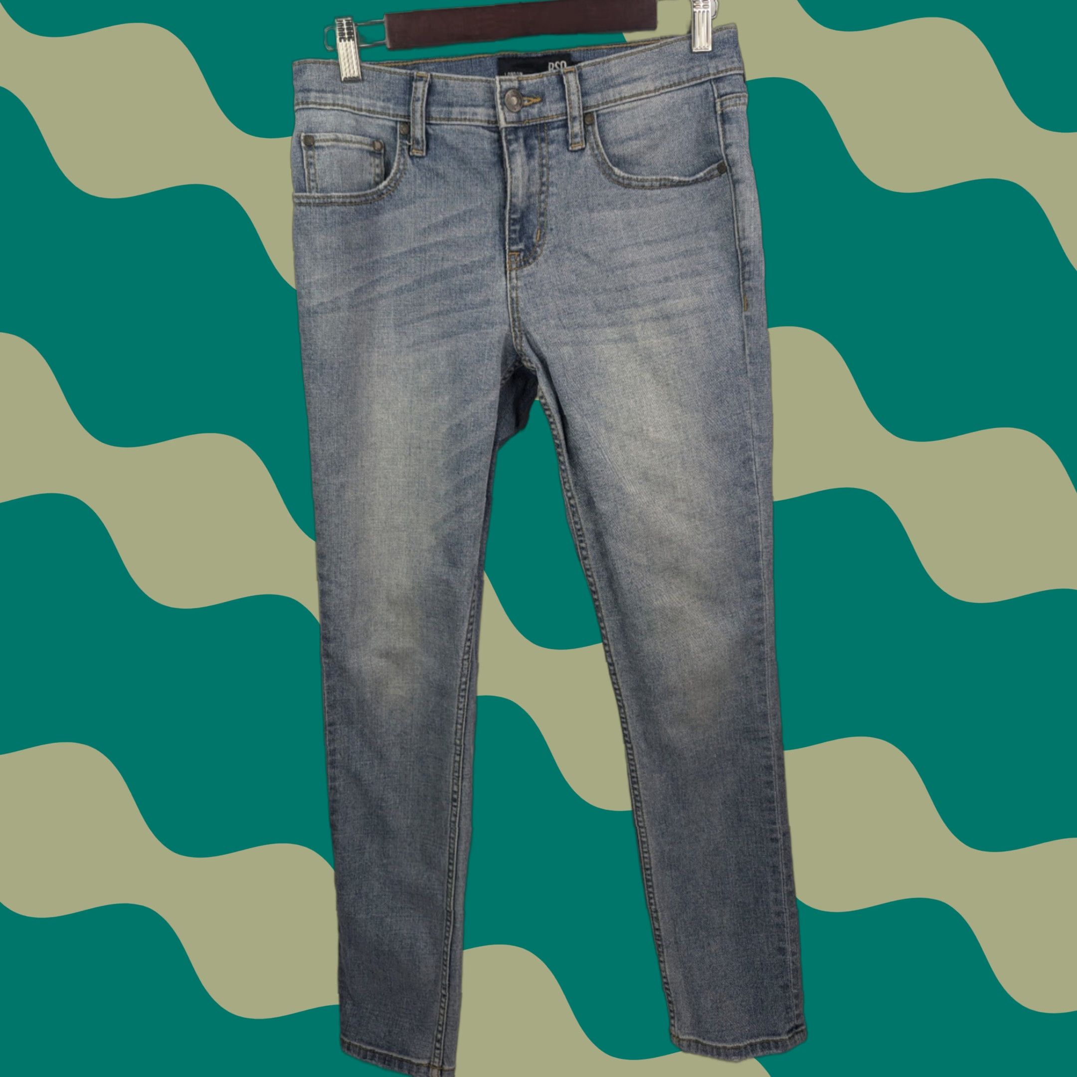 Rsq RSQ Jeans Mens Slim Low Rise 5-Pocket Denim Blue Light Wash Cotton 28x30 London Size US 28 / EU 44 - 1 Thumbnail