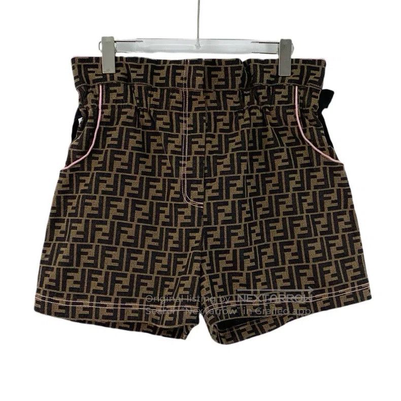 Fendi Fendi Dark Brown Logo Letter Full-Print Casual Short Pants Size US 28 / EU 44 - 1 Thumbnail