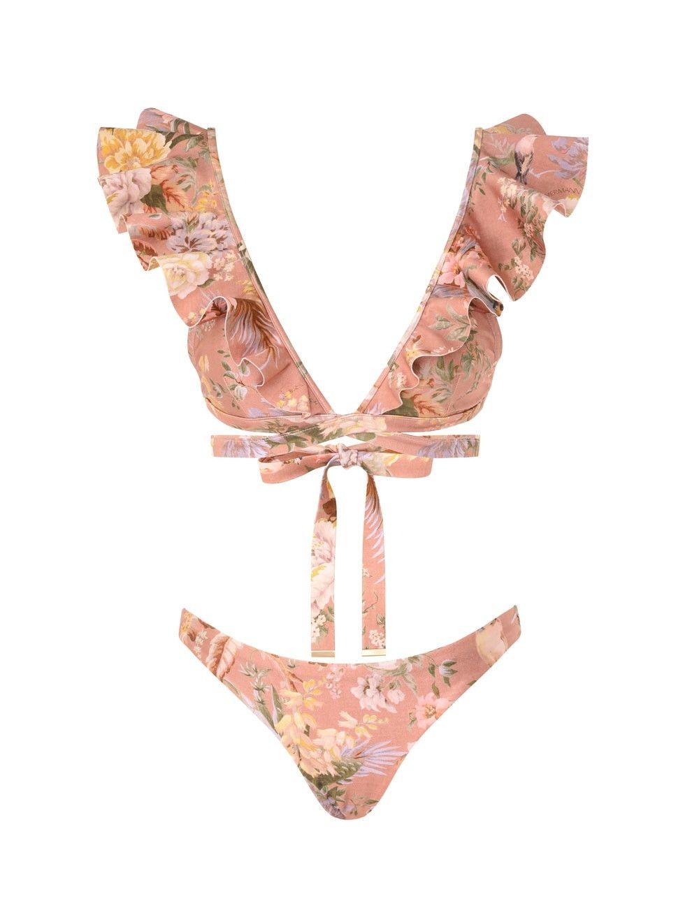 oc11z0226 Tallow Wrap Ruffle Bikini In Multicolor