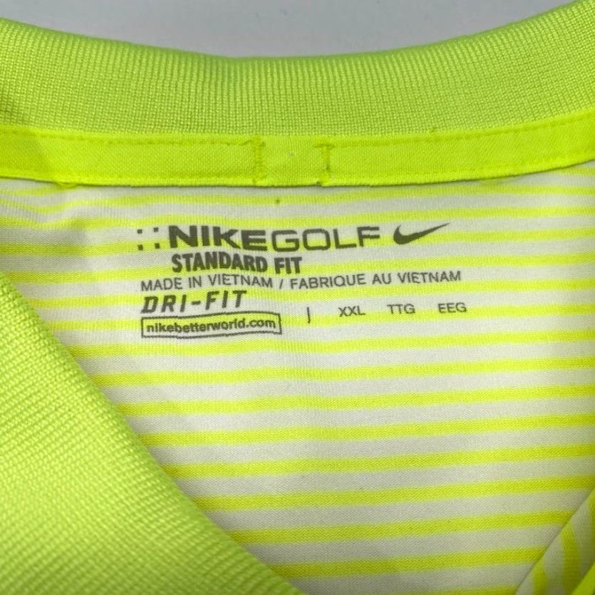 Nike Nike Golf Polo Shirt 725520-702 Mens 2XL Neon Green Striped Dri-FIT Polo Shirt Mens Nike Golf Size US XXL / EU 58 / 5 - 4 Thumbnail