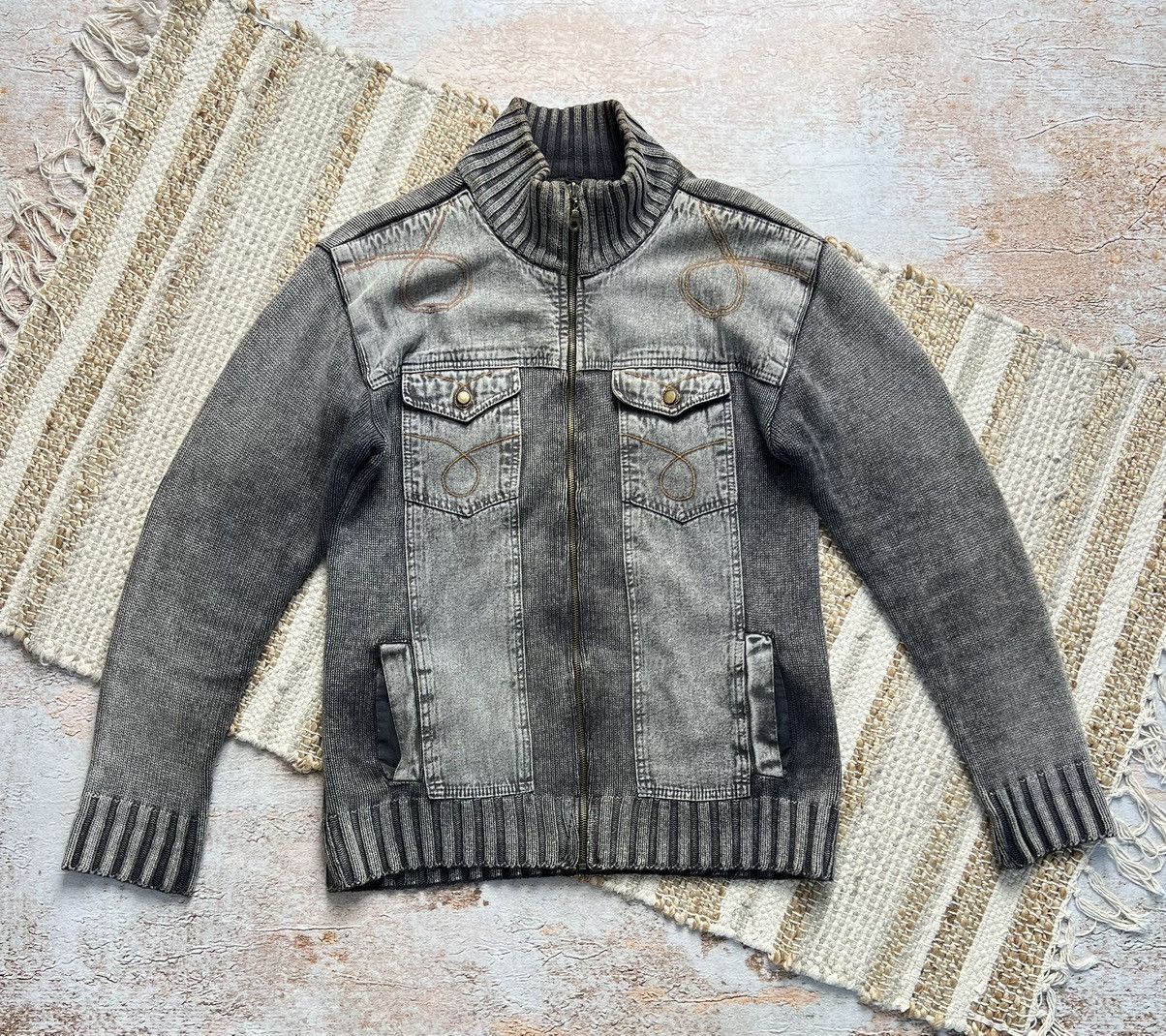 image of Avant Garde x Vintage Japanese Knit Washed Zip Light Jacket in Grey, Men's (Size Medium)