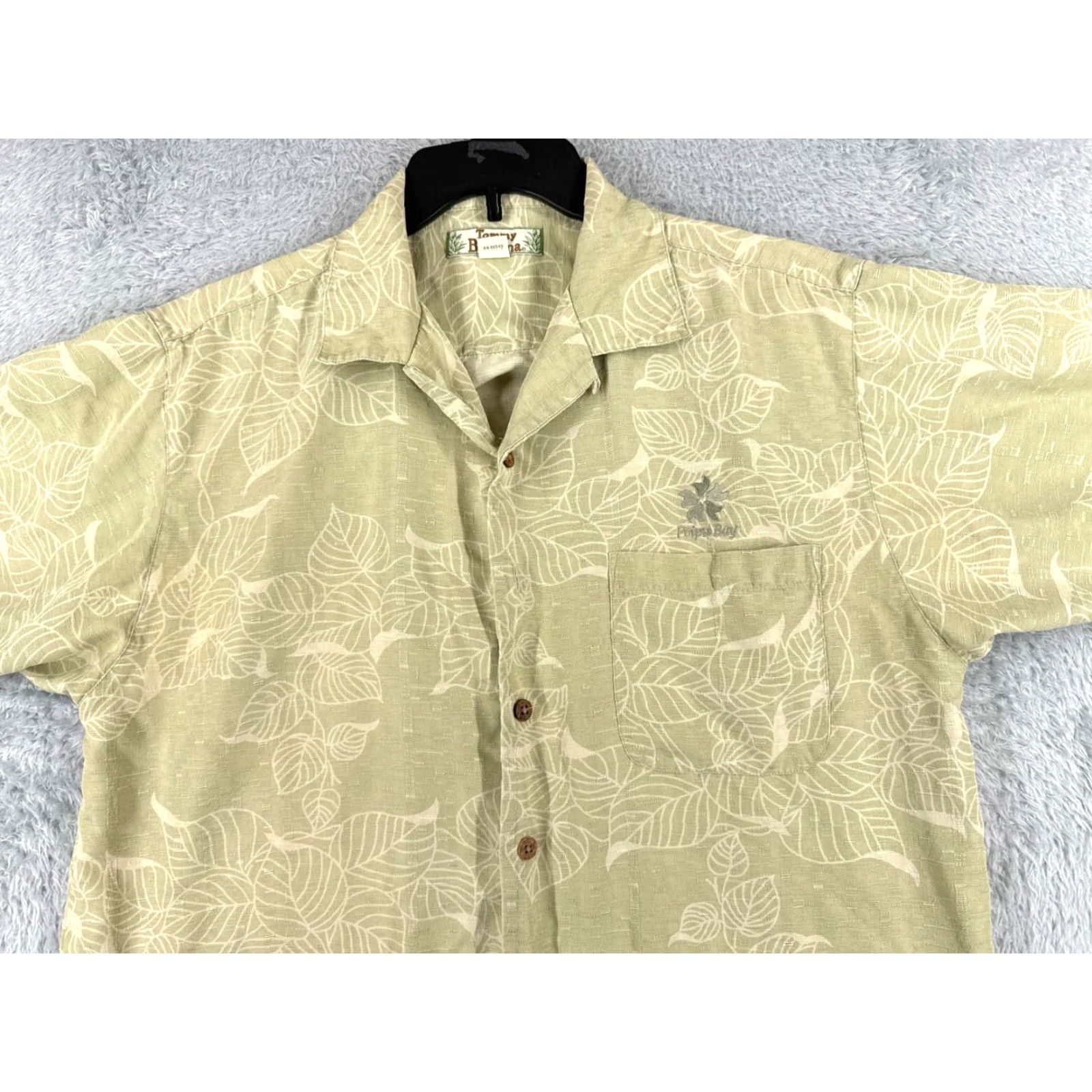 Tommy Bahama Tommy Bahama Shirt Men Medium Green Floral Leaf Pattern 100% Silk Hawaiian Beach Size US M / EU 48-50 / 2 - 4 Thumbnail