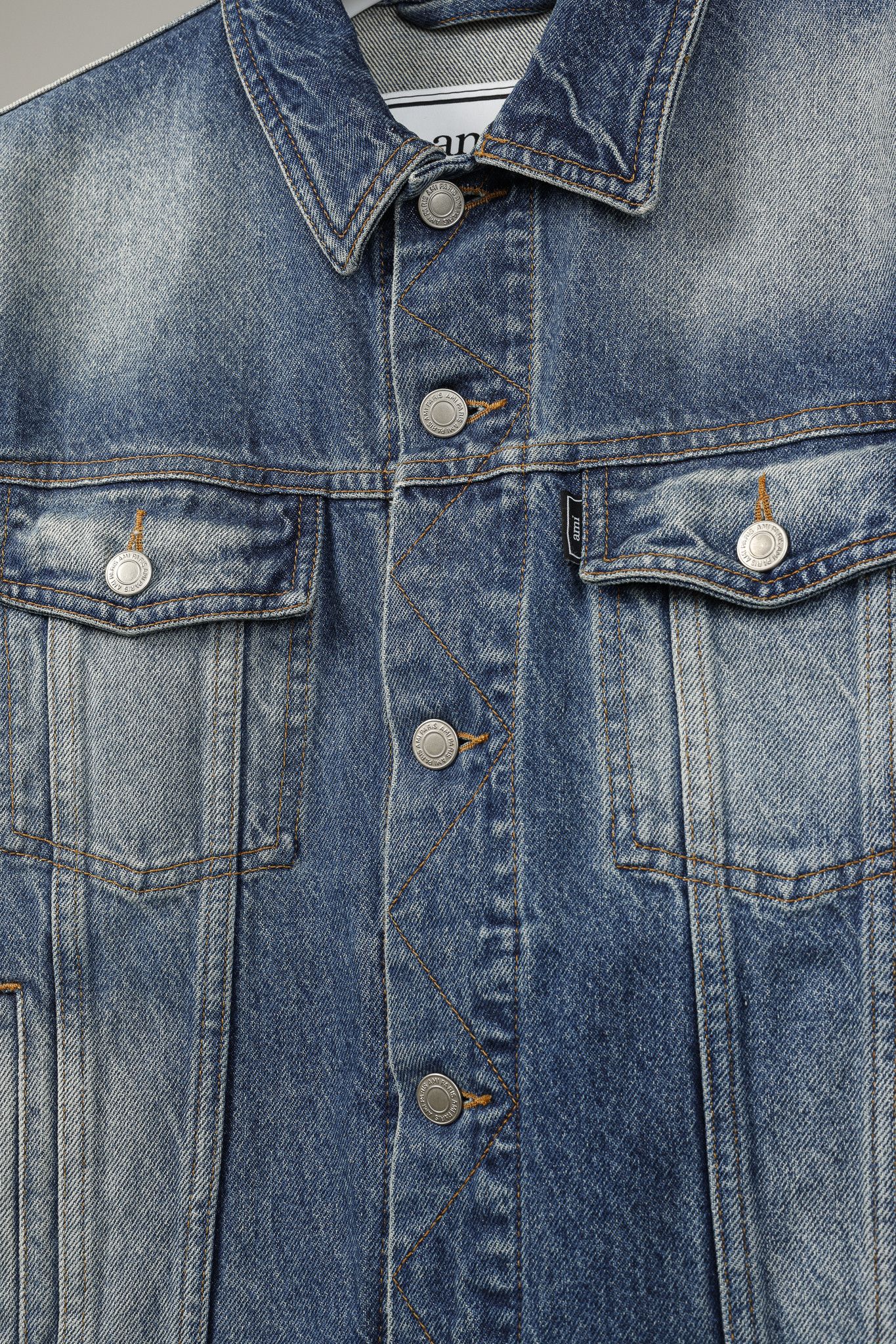 AMI AMI "Used Blue" Weathered Patch-Pocket Denim Jacket Size US S / EU 44-46 / 1 - 7 Thumbnail