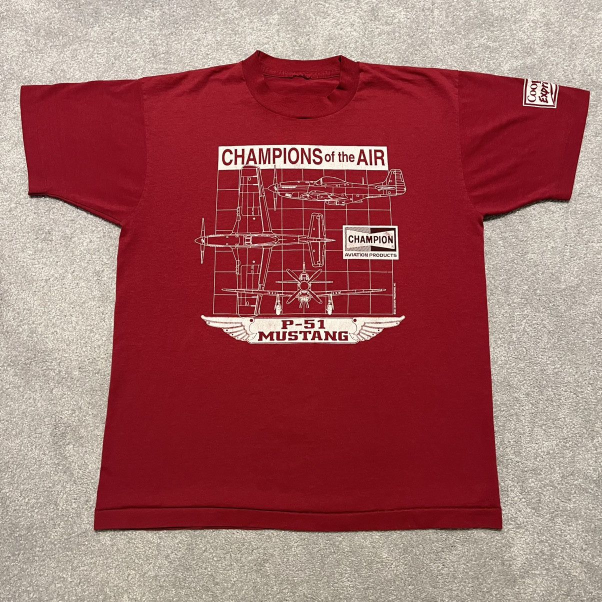 Vintage Vintage Champions of the Air P-51 Mustang Fighter Plane Tee Size US L / EU 52-54 / 3 - 1 Thumbnail